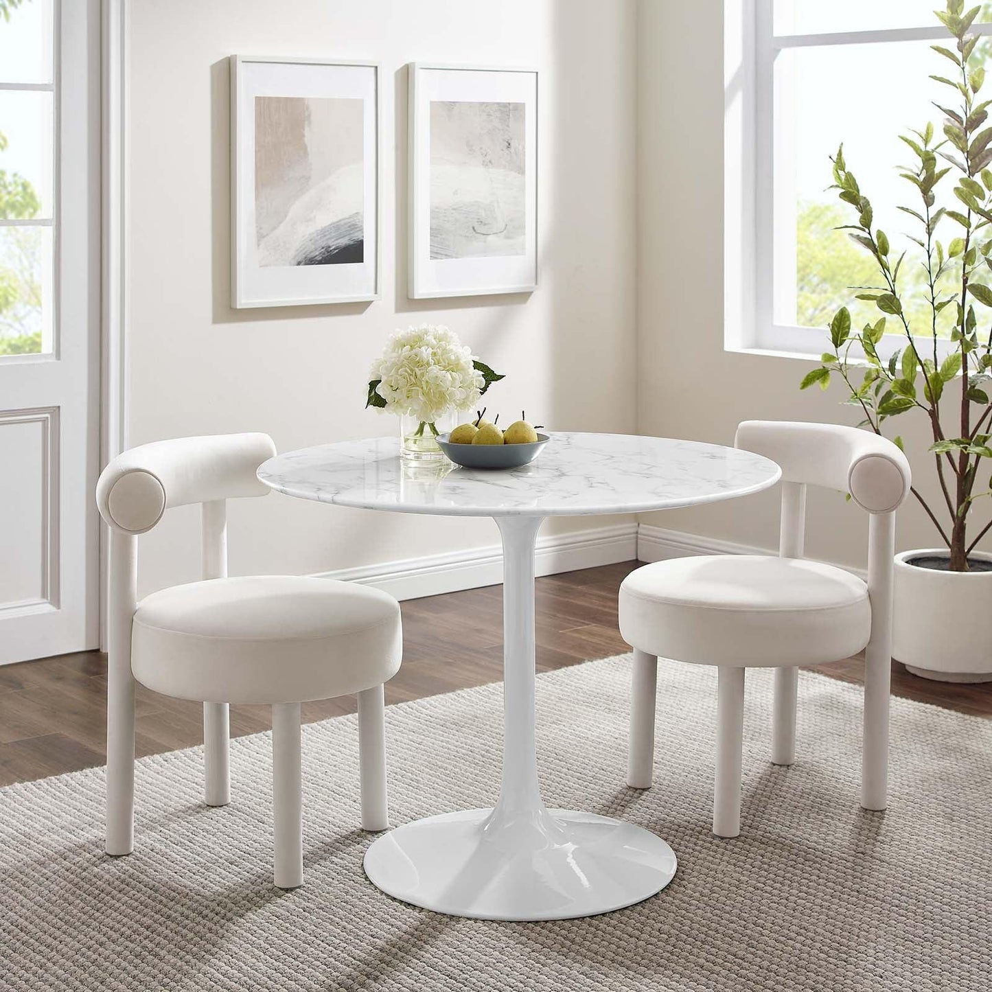 Modway Lippa 40" Round Artificial Marble Dining Table FredCo