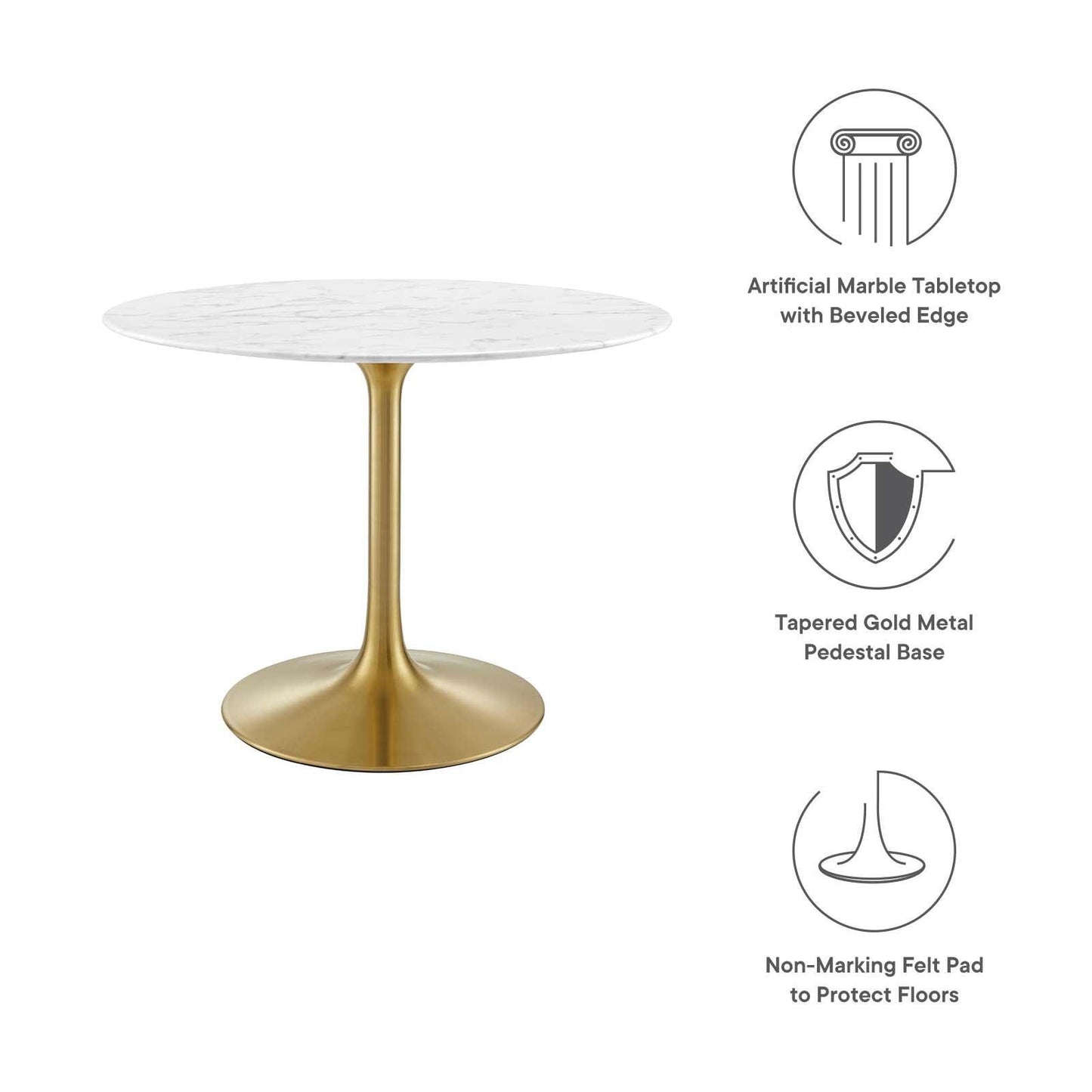 Modway Lippa 40" Round Artificial Marble Dining Table, EEI-3231 FredCo