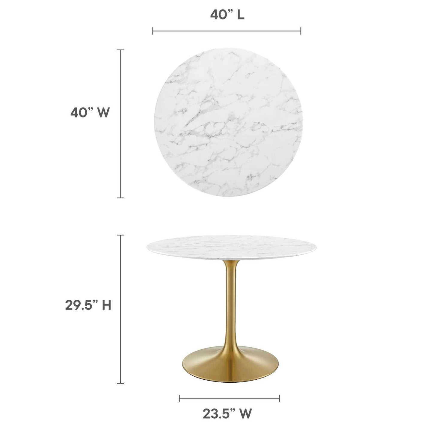 Modway Lippa 40" Round Artificial Marble Dining Table, EEI-3231 FredCo