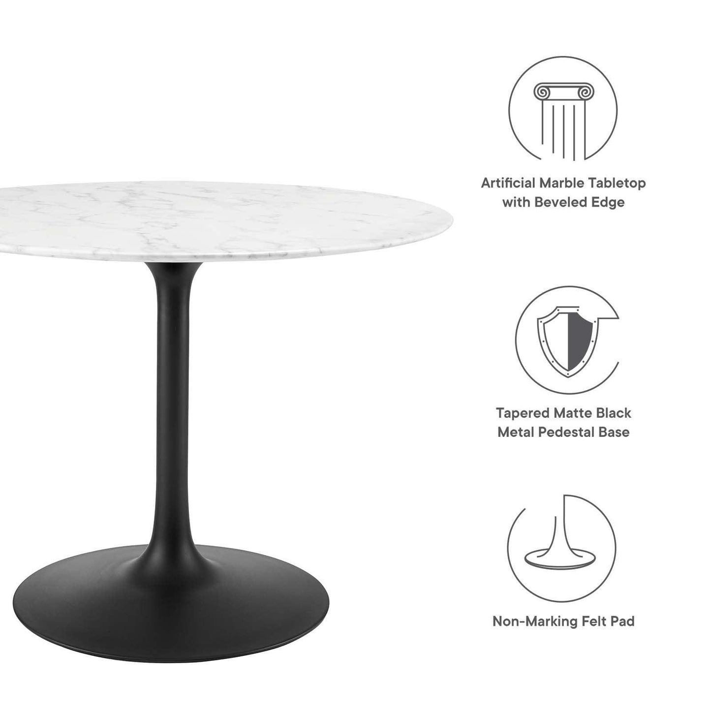Modway Lippa 40" Round Artificial Marble Dining Table, EEI-3526 FredCo