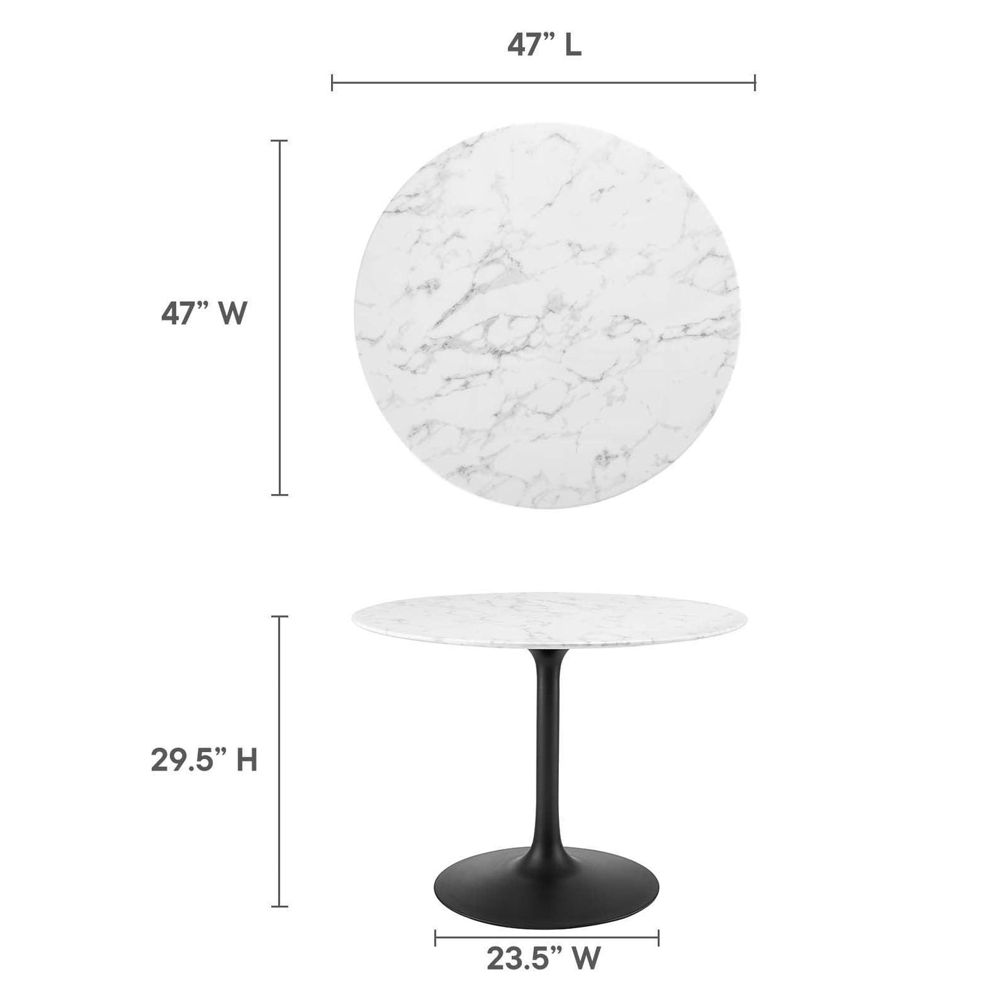 Modway Lippa 40" Round Artificial Marble Dining Table, EEI-3526 FredCo