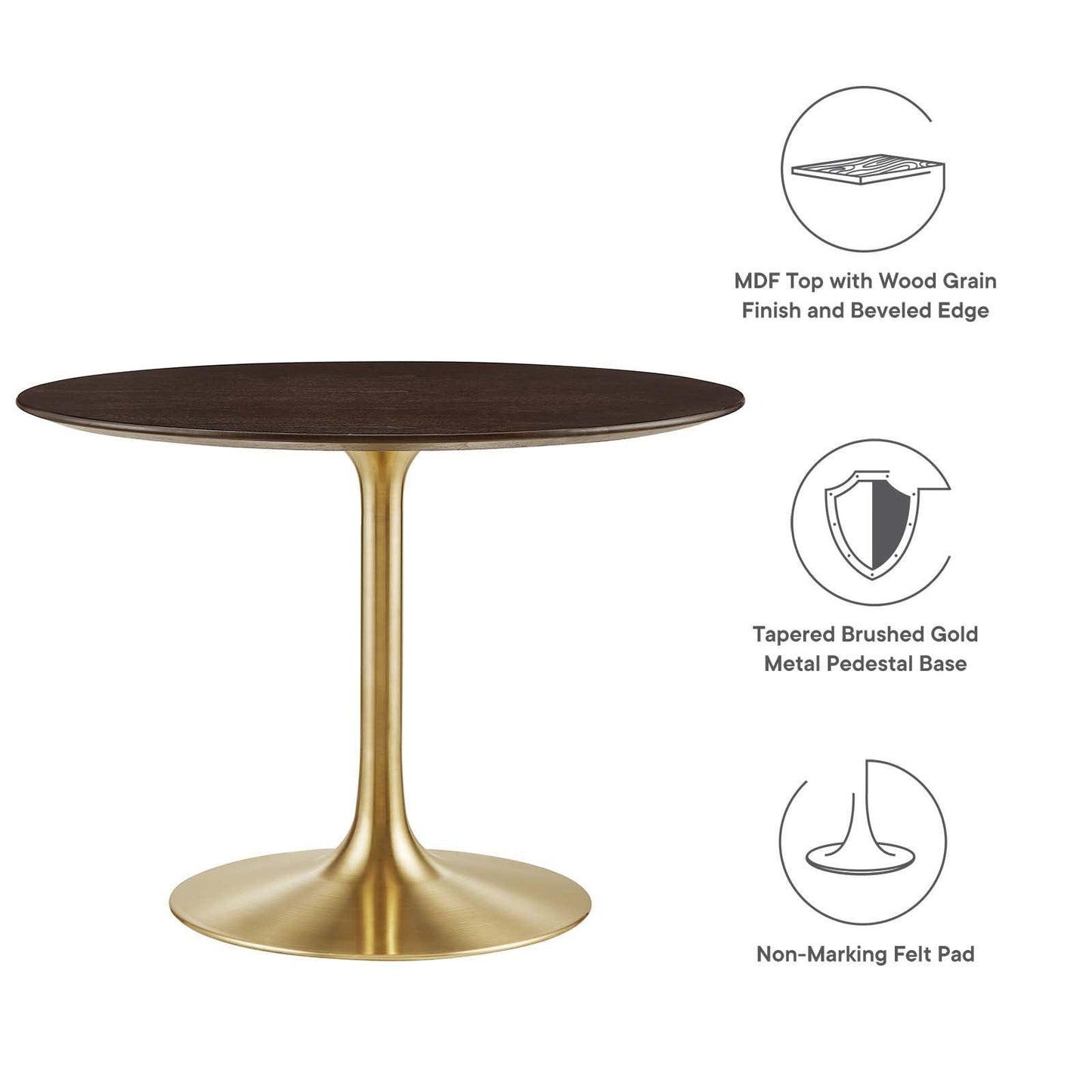 Modway Lippa 40" Round Walnut Dining Table FredCo