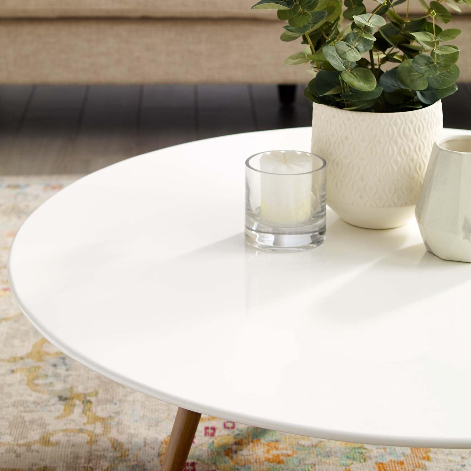 Modway Lippa 40" Round Wood Top Coffee Table with Tripod Base FredCo