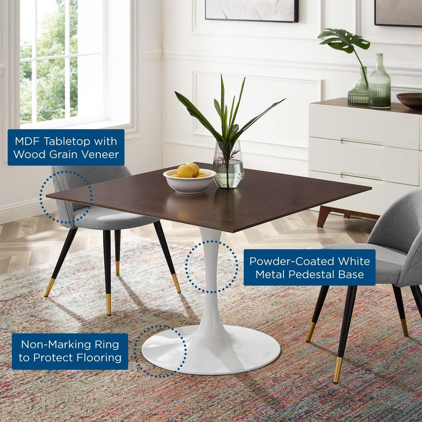 Modway Lippa 40" Square Dining Table FredCo