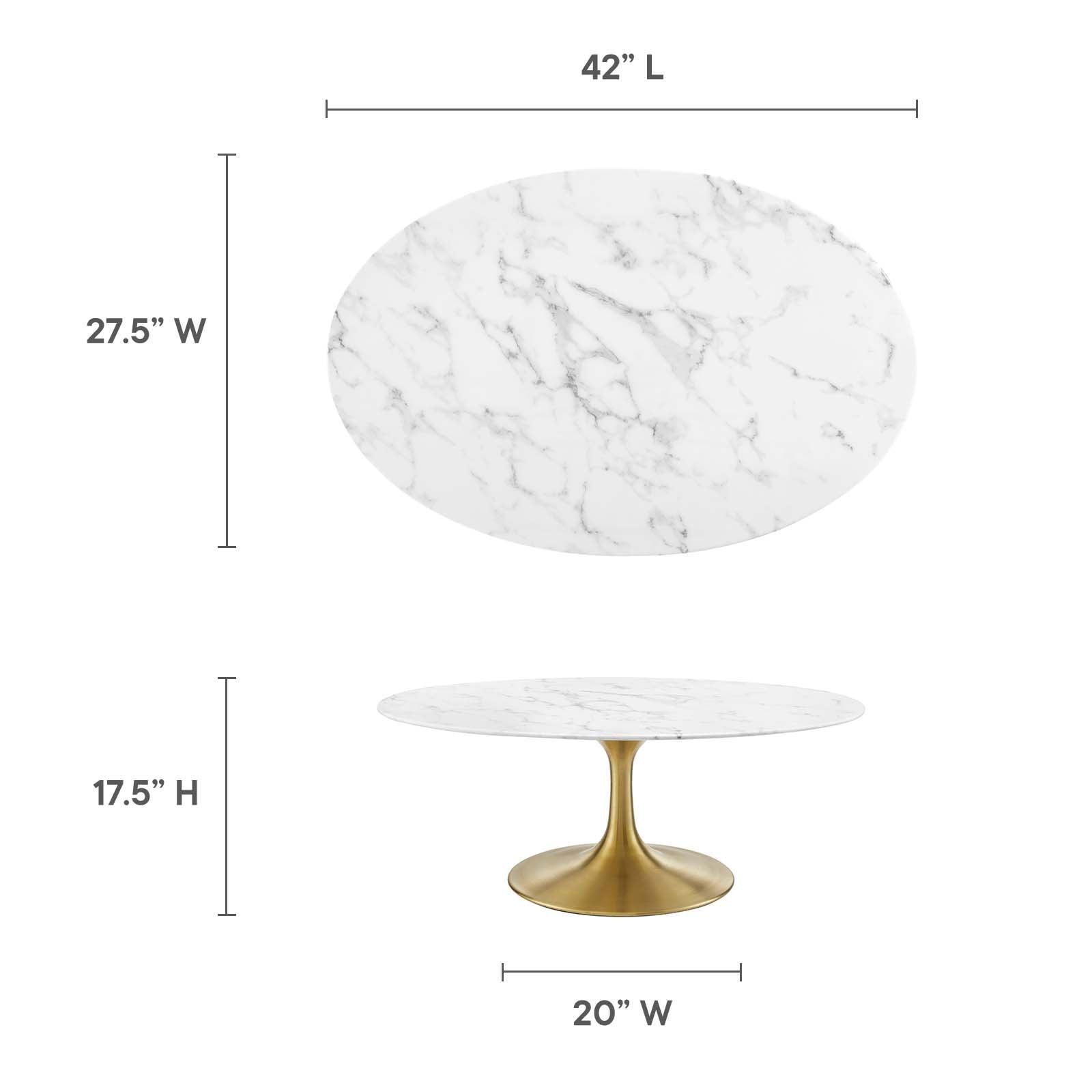 Modway Lippa 42" Oval Artificial Marble Coffee Table, EEI-3249 FredCo
