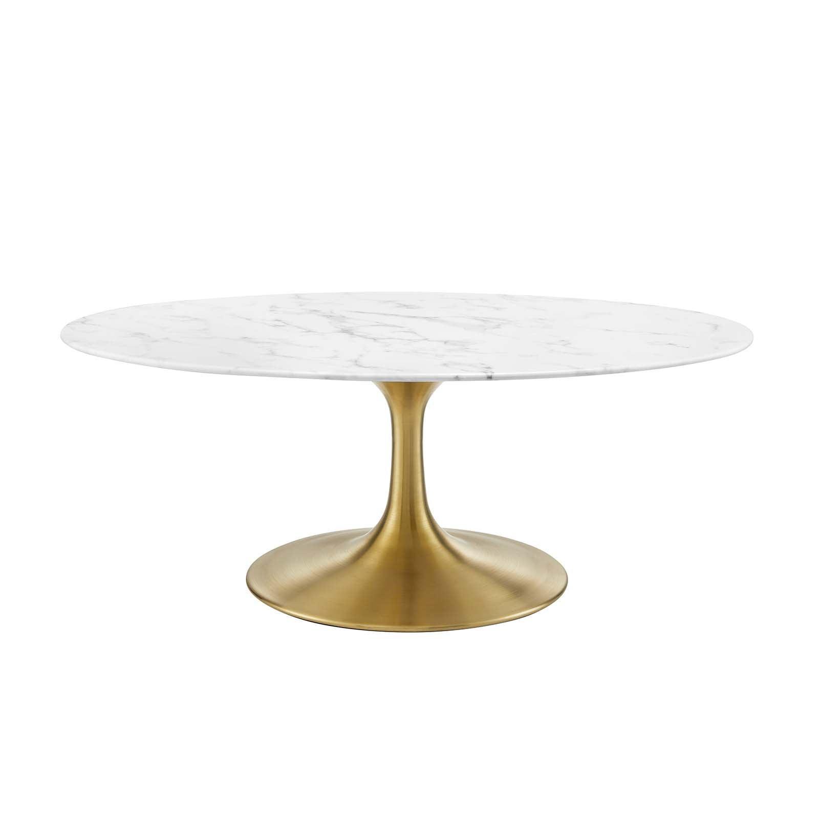 Modway Lippa 42" Oval Artificial Marble Coffee Table, EEI-3249 FredCo