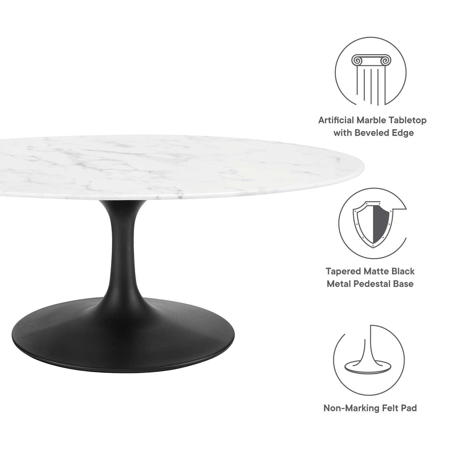 Modway Lippa 42" Oval Artificial Marble Coffee Table, EEI-3534 FredCo