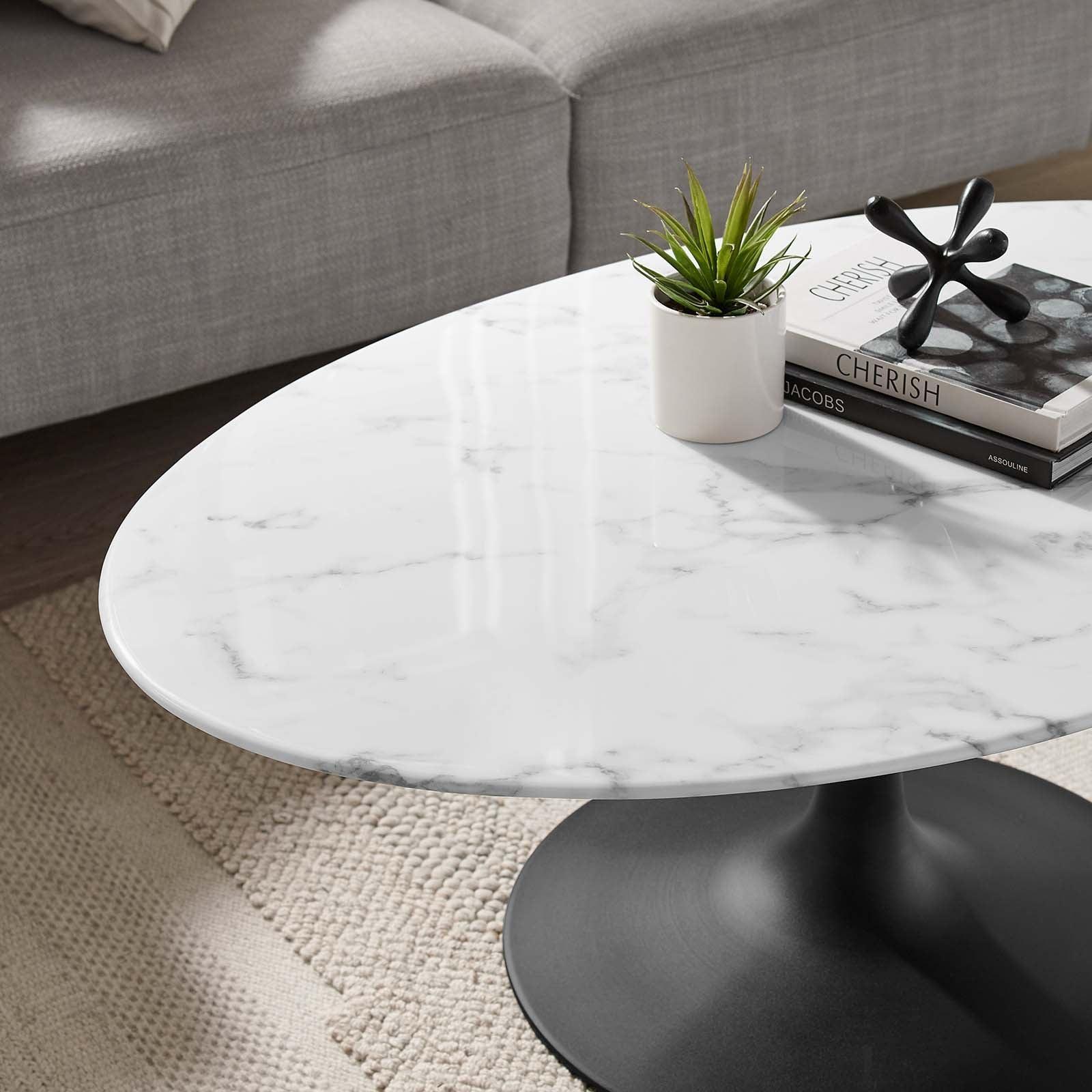 Modway Lippa 42" Oval Artificial Marble Coffee Table, EEI-3534 FredCo