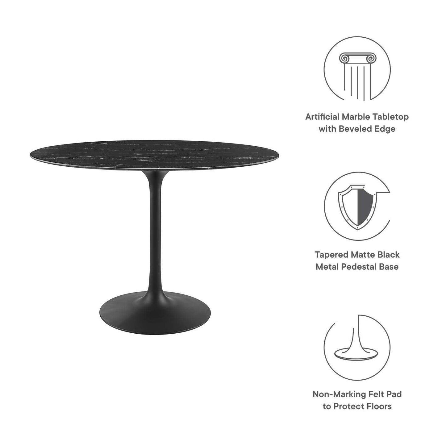 Modway Lippa 42" Oval Artificial Marble Dining Table FredCo