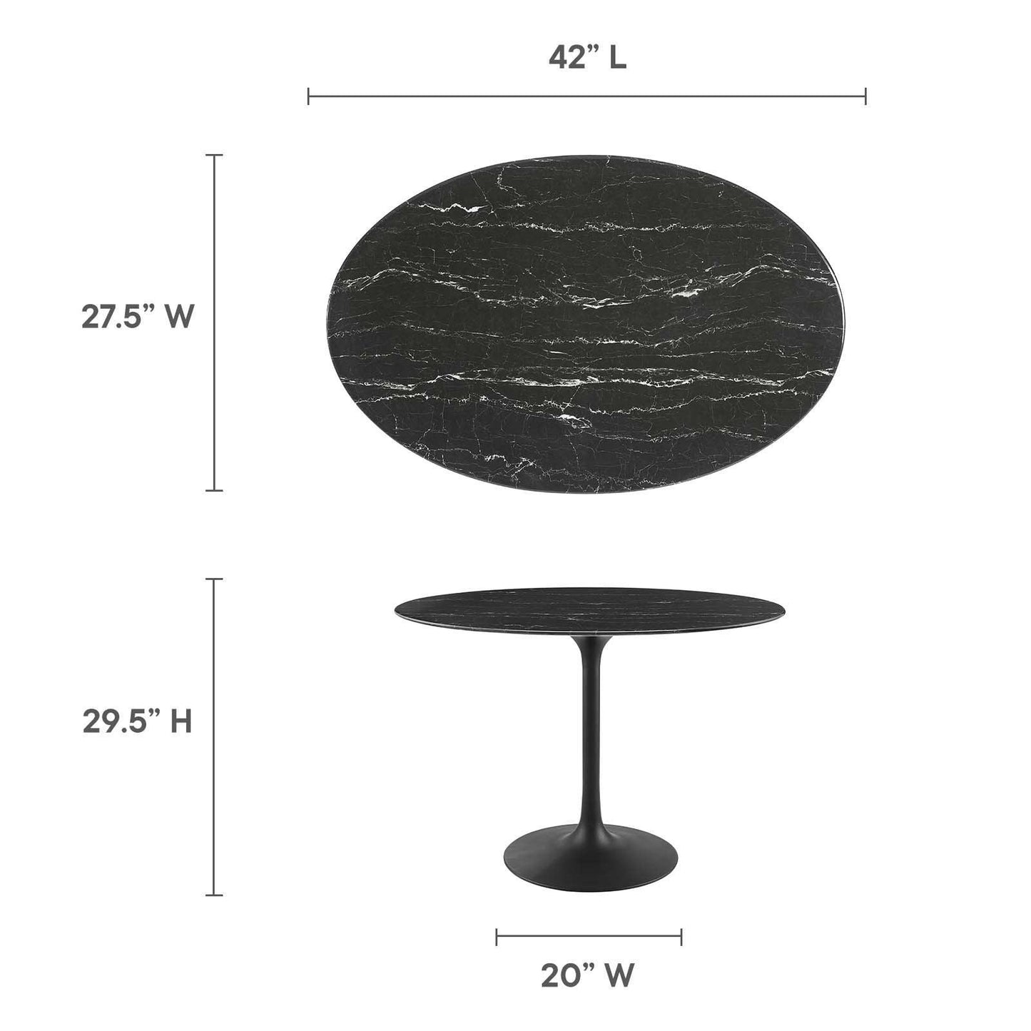 Modway Lippa 42" Oval Artificial Marble Dining Table FredCo