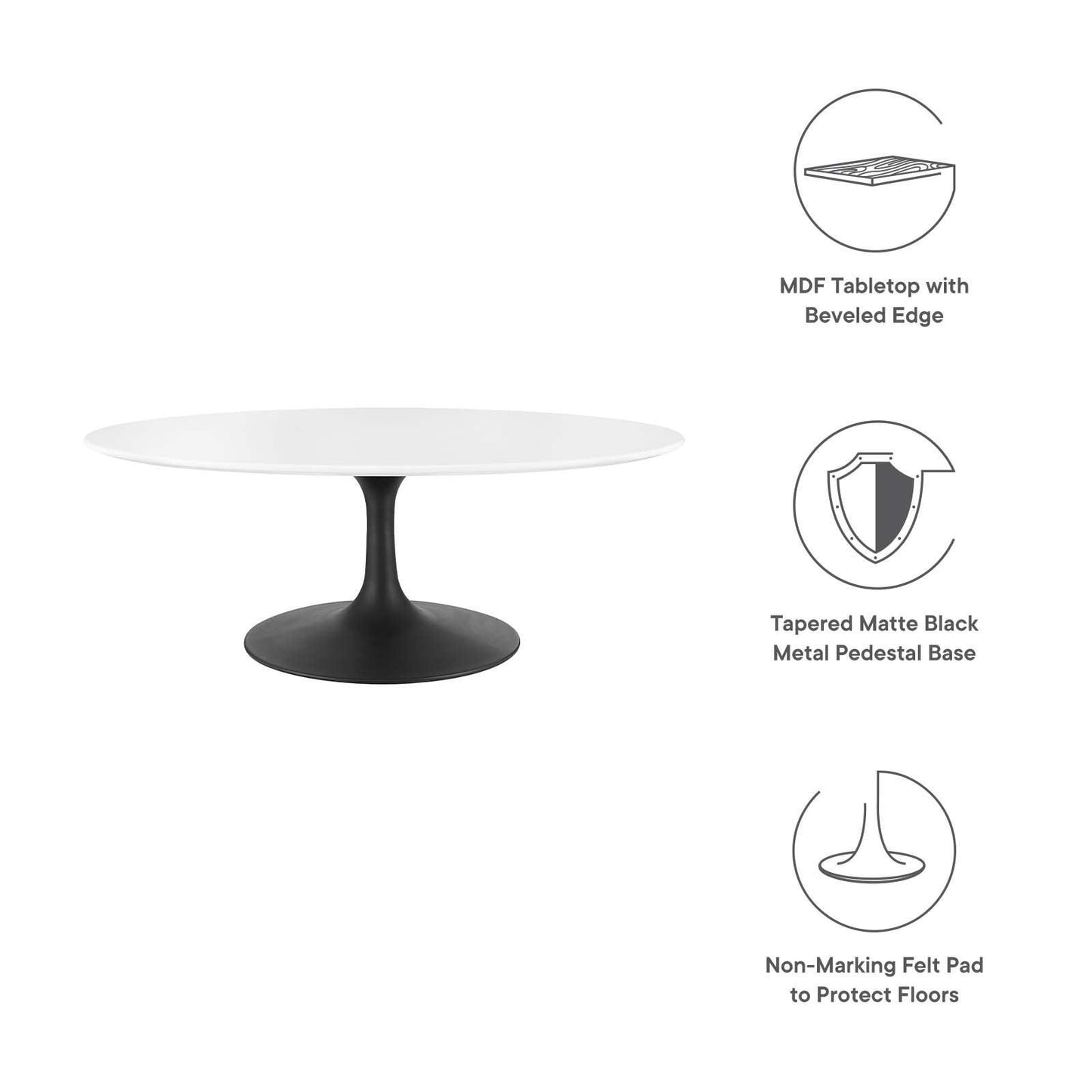 Modway Lippa 42" Oval Wood Coffee Table FredCo