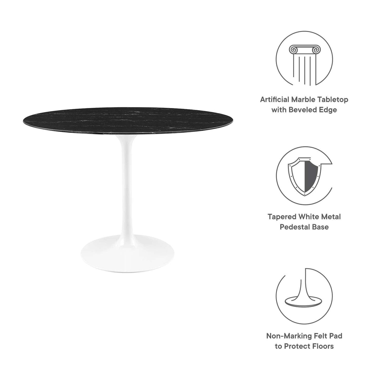 Modway Lippa 42" Round Artificial Marble Dining Table FredCo