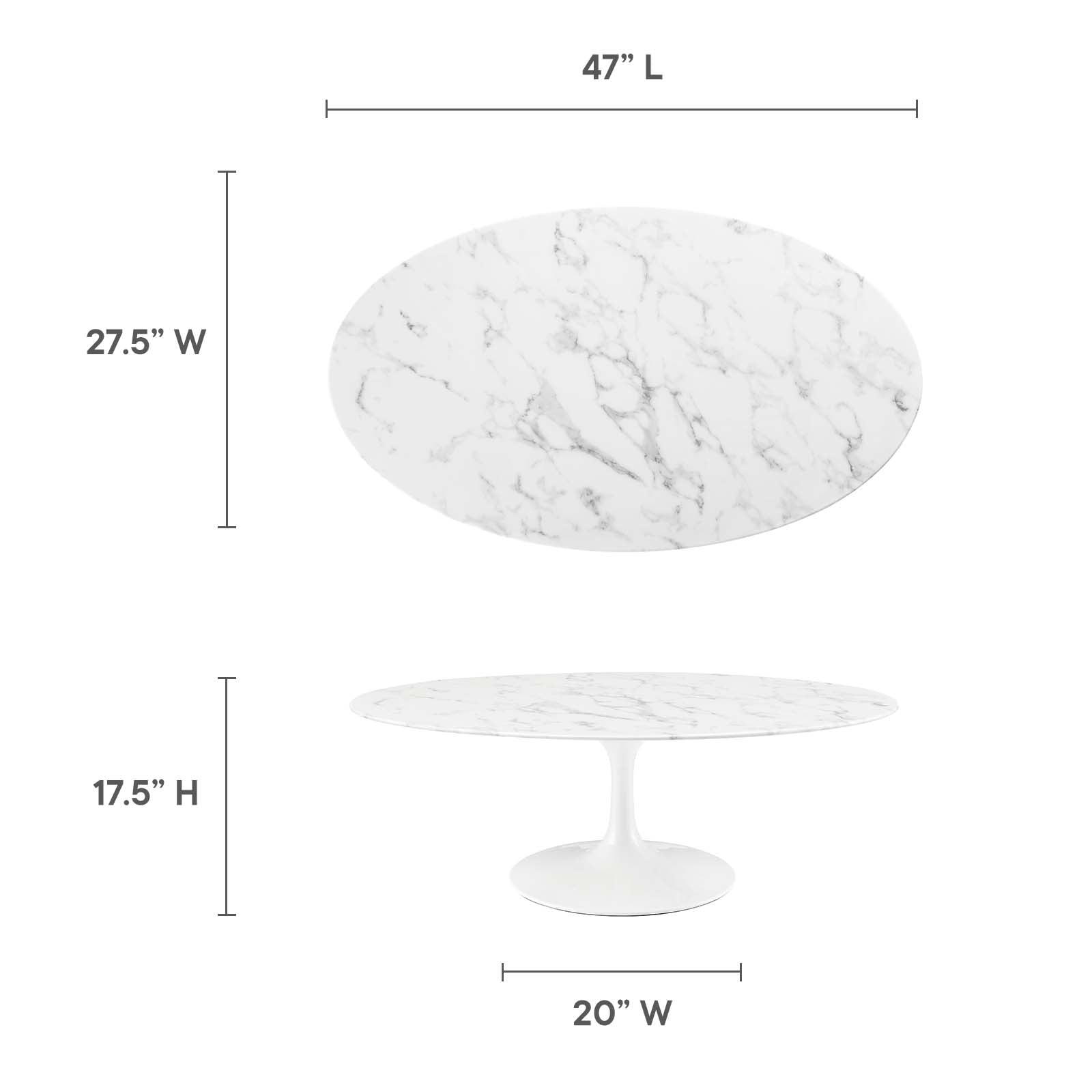 Modway Lippa 48" Oval Artificial Marble Coffee Table FredCo