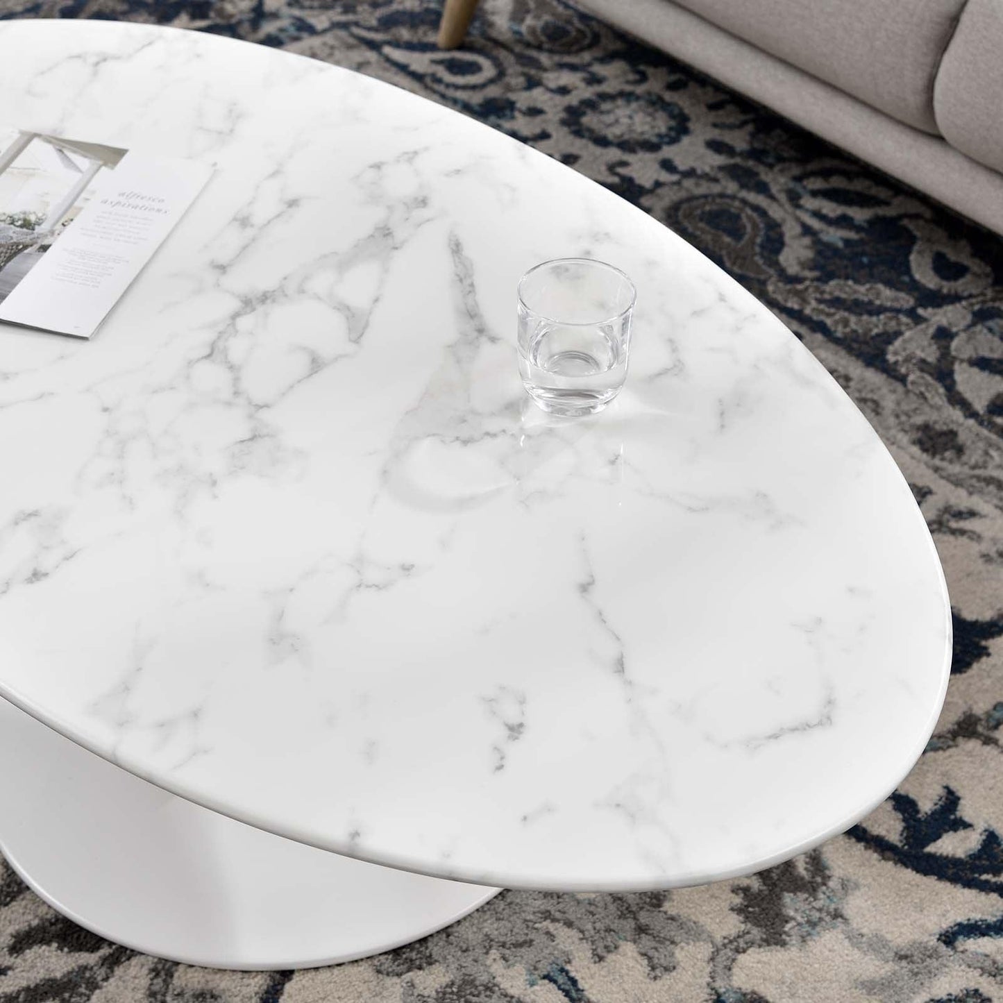 Modway Lippa 48" Oval Artificial Marble Coffee Table FredCo