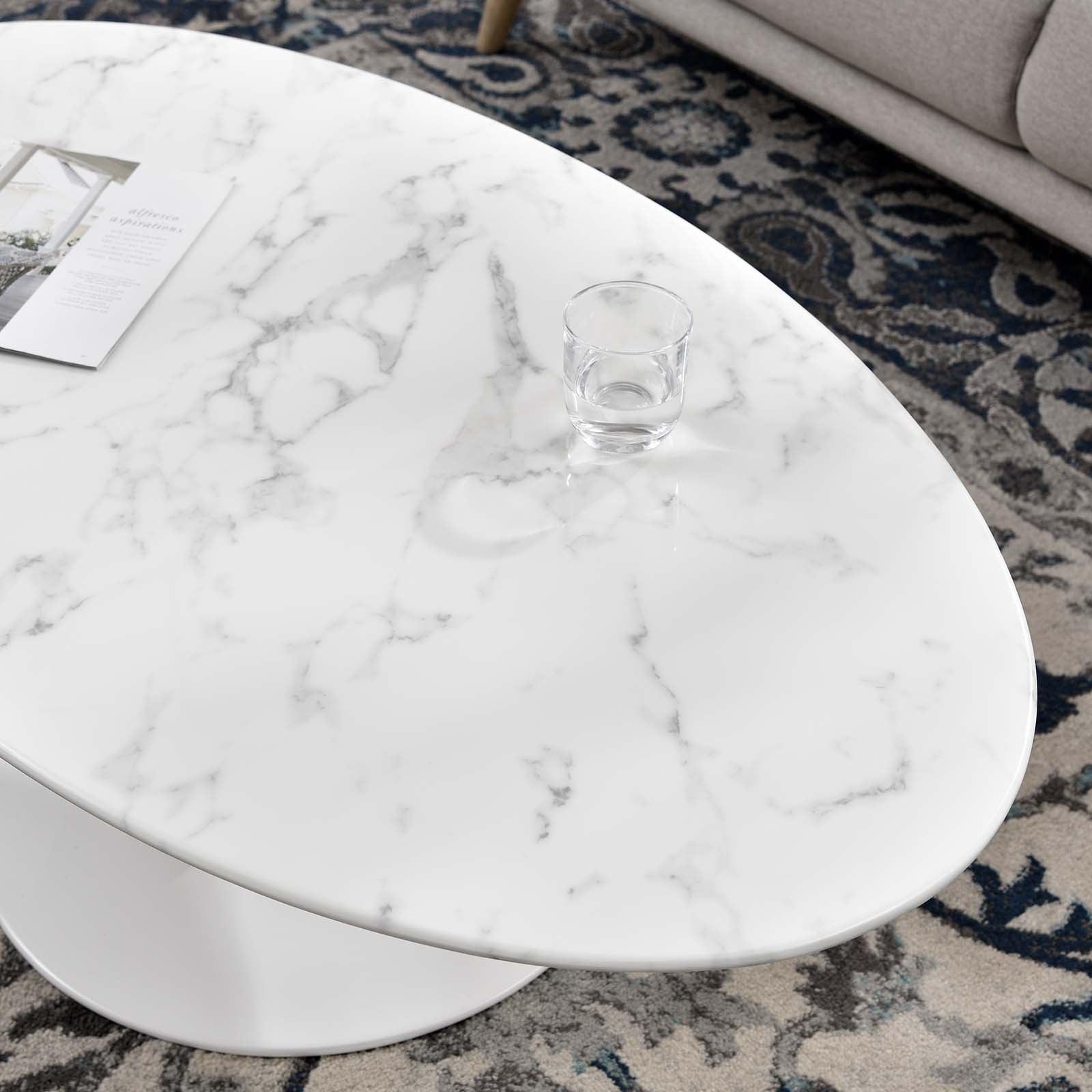 Modway Lippa 48" Oval Artificial Marble Coffee Table FredCo