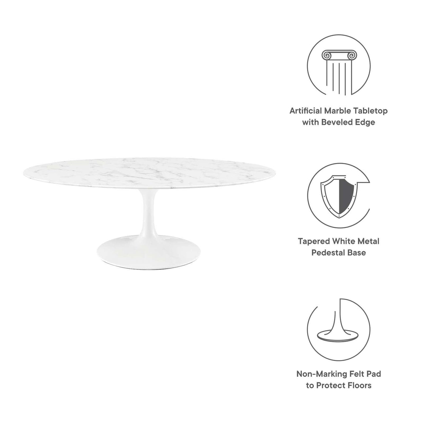 Modway Lippa 48" Oval Artificial Marble Coffee Table FredCo
