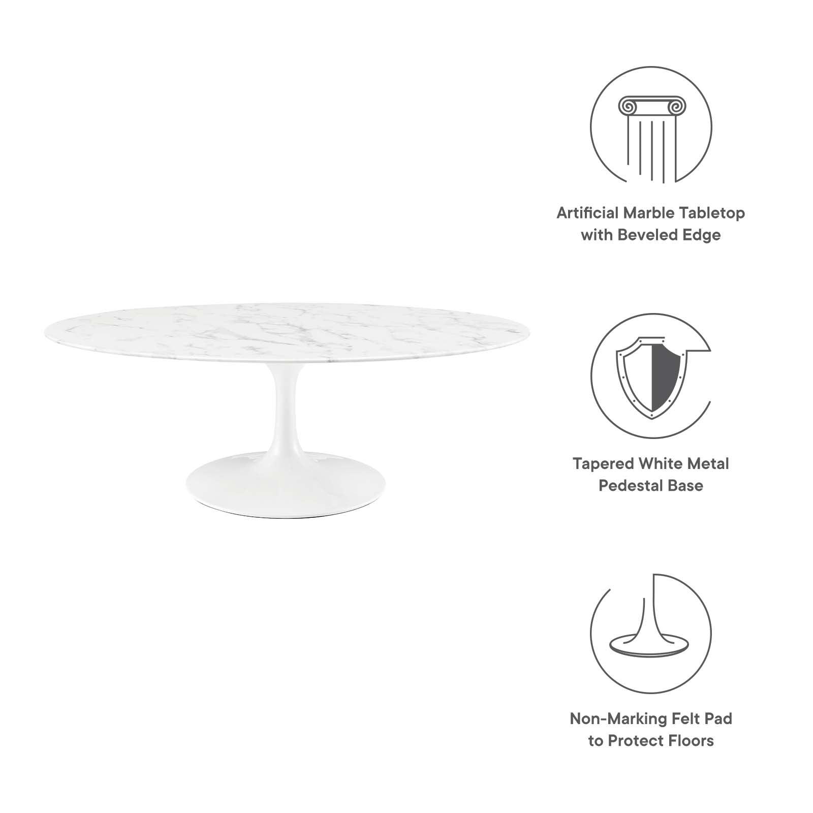 Modway Lippa 48" Oval Artificial Marble Coffee Table FredCo
