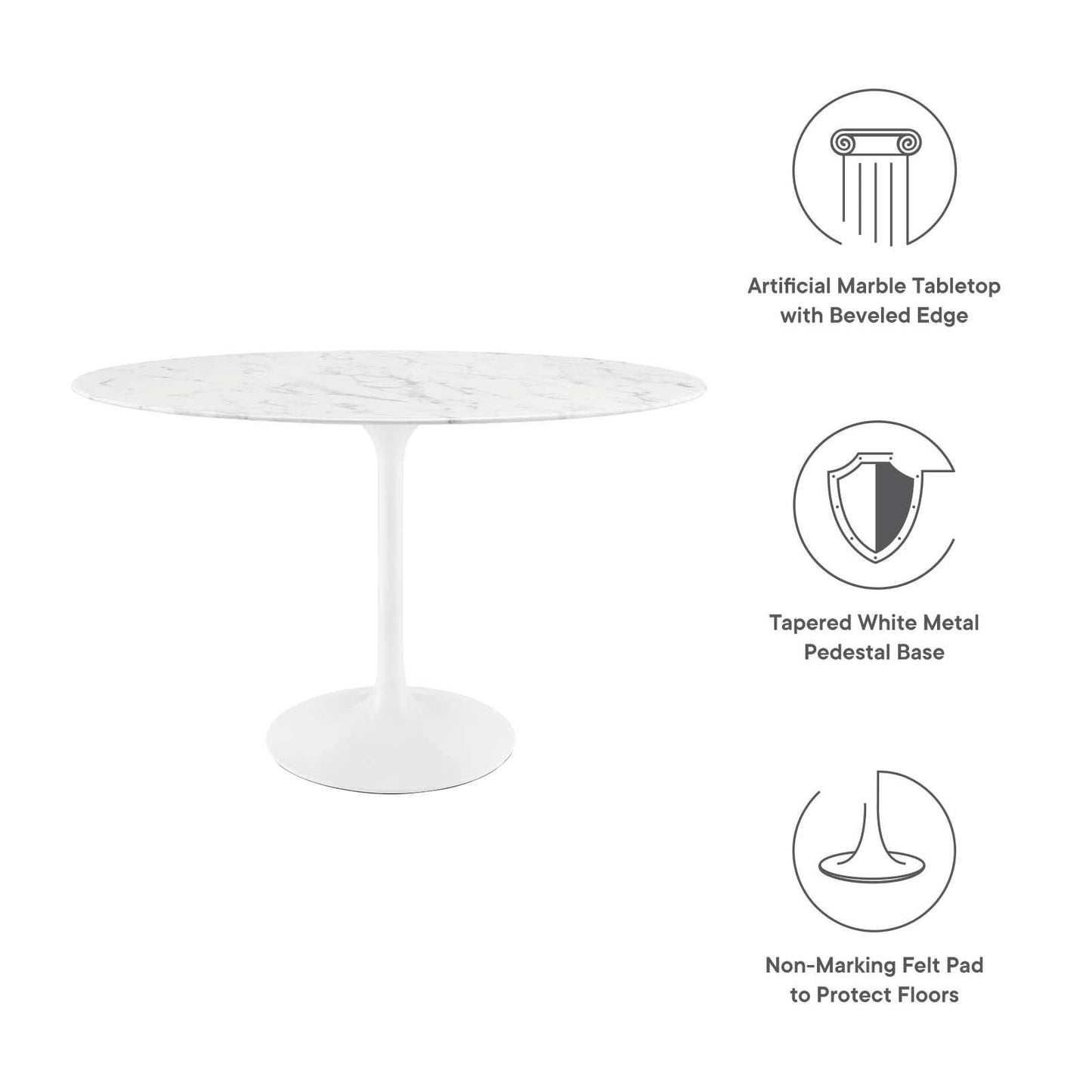 Modway Lippa 48" Oval Artificial Marble Dining Table FredCo
