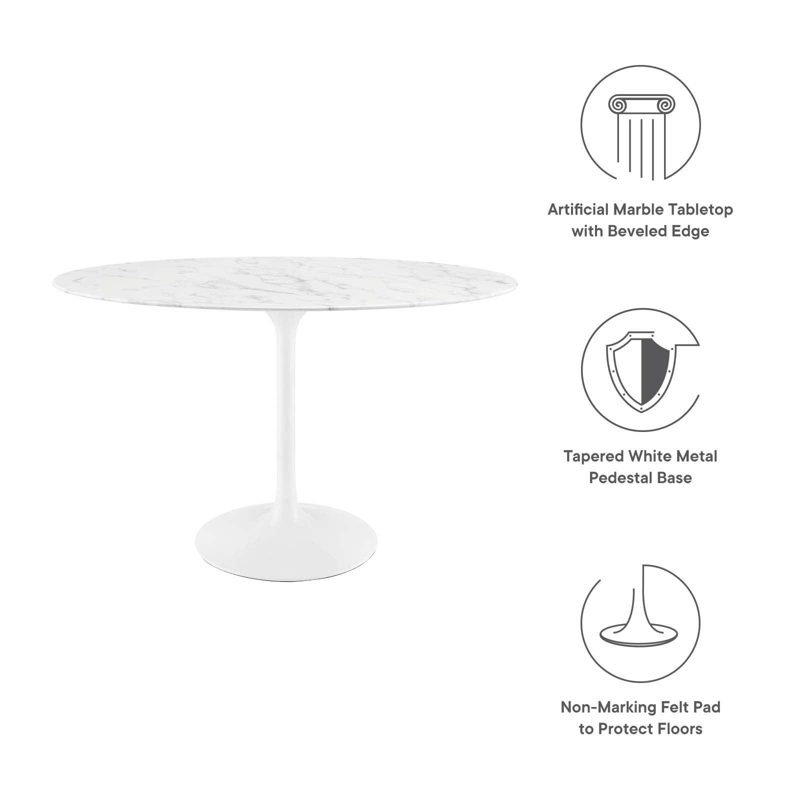 Modway Lippa 48" Oval Artificial Marble Dining Table FredCo
