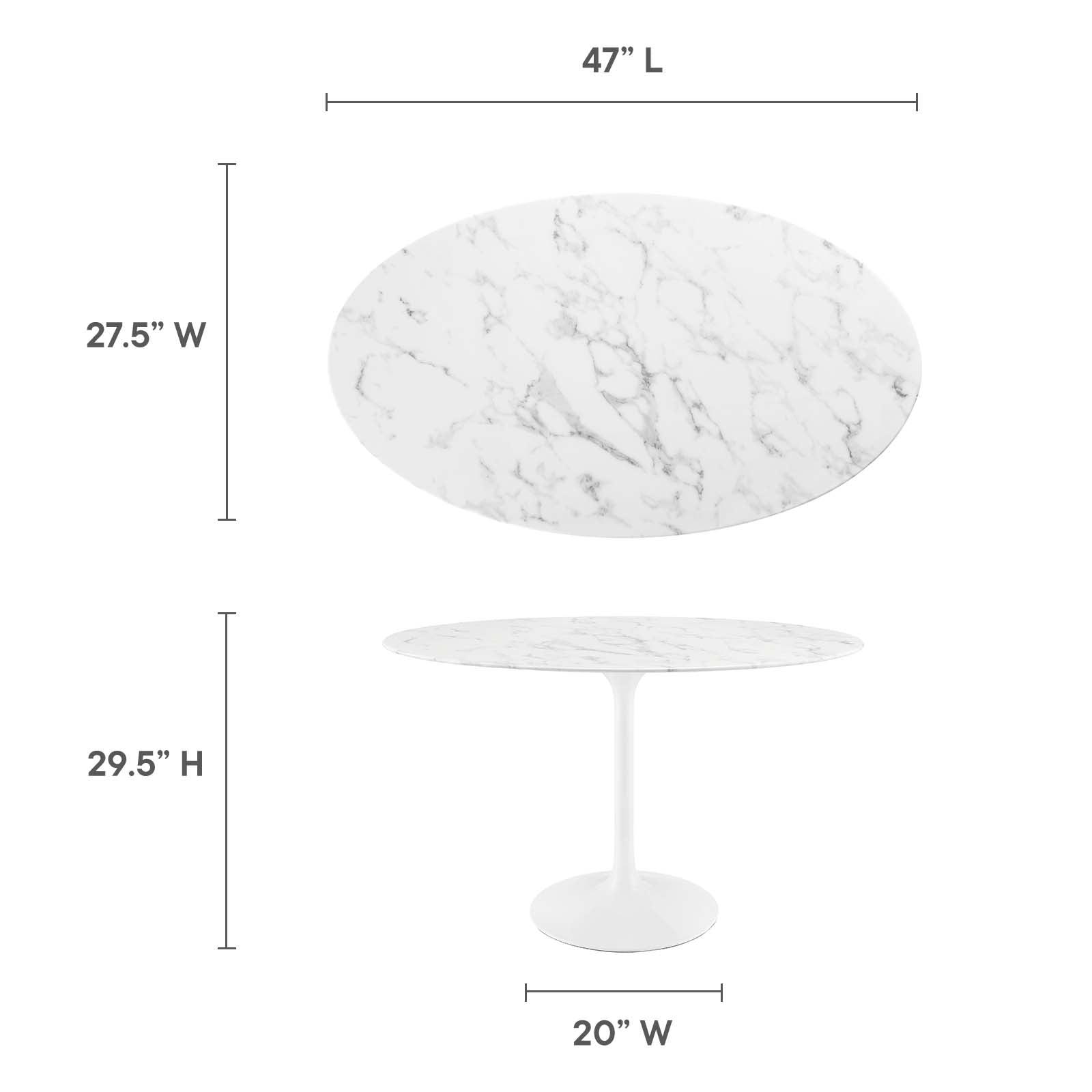 Modway Lippa 48" Oval Artificial Marble Dining Table FredCo