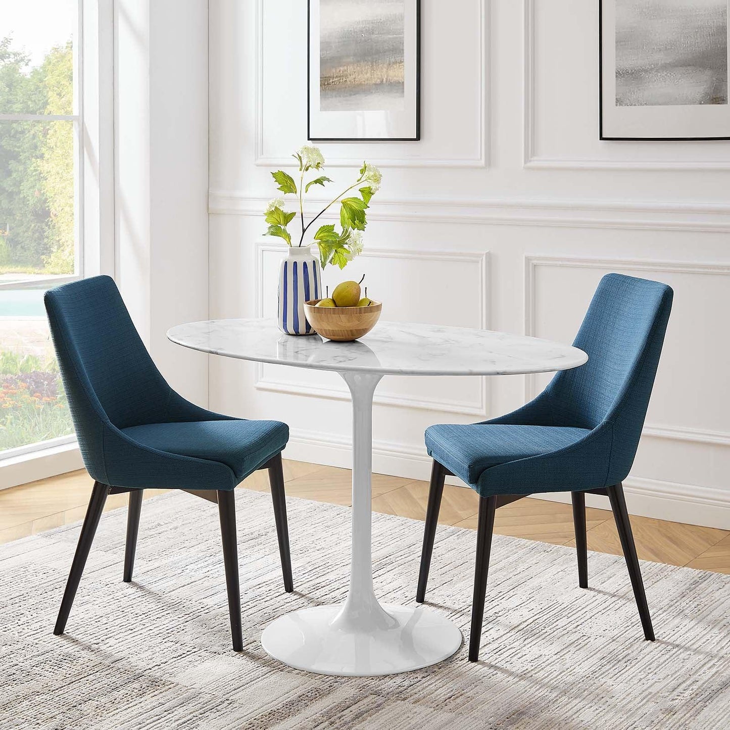 Modway Lippa 48" Oval Artificial Marble Dining Table FredCo