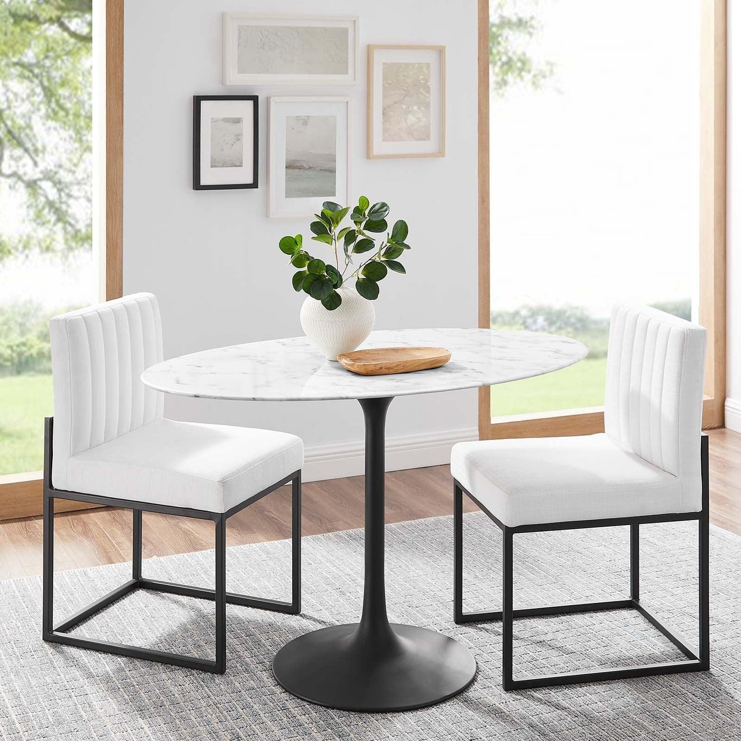 Modway Lippa 48" Oval Artificial Marble Dining Table, EEI-3518 FredCo