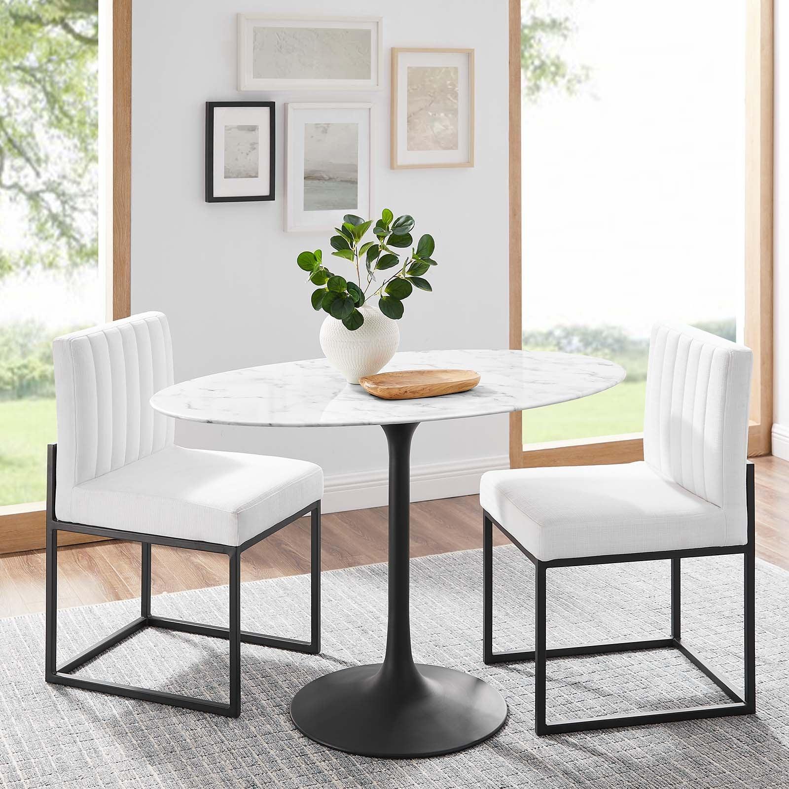 Modway Lippa 48" Oval Artificial Marble Dining Table, EEI-3518 FredCo