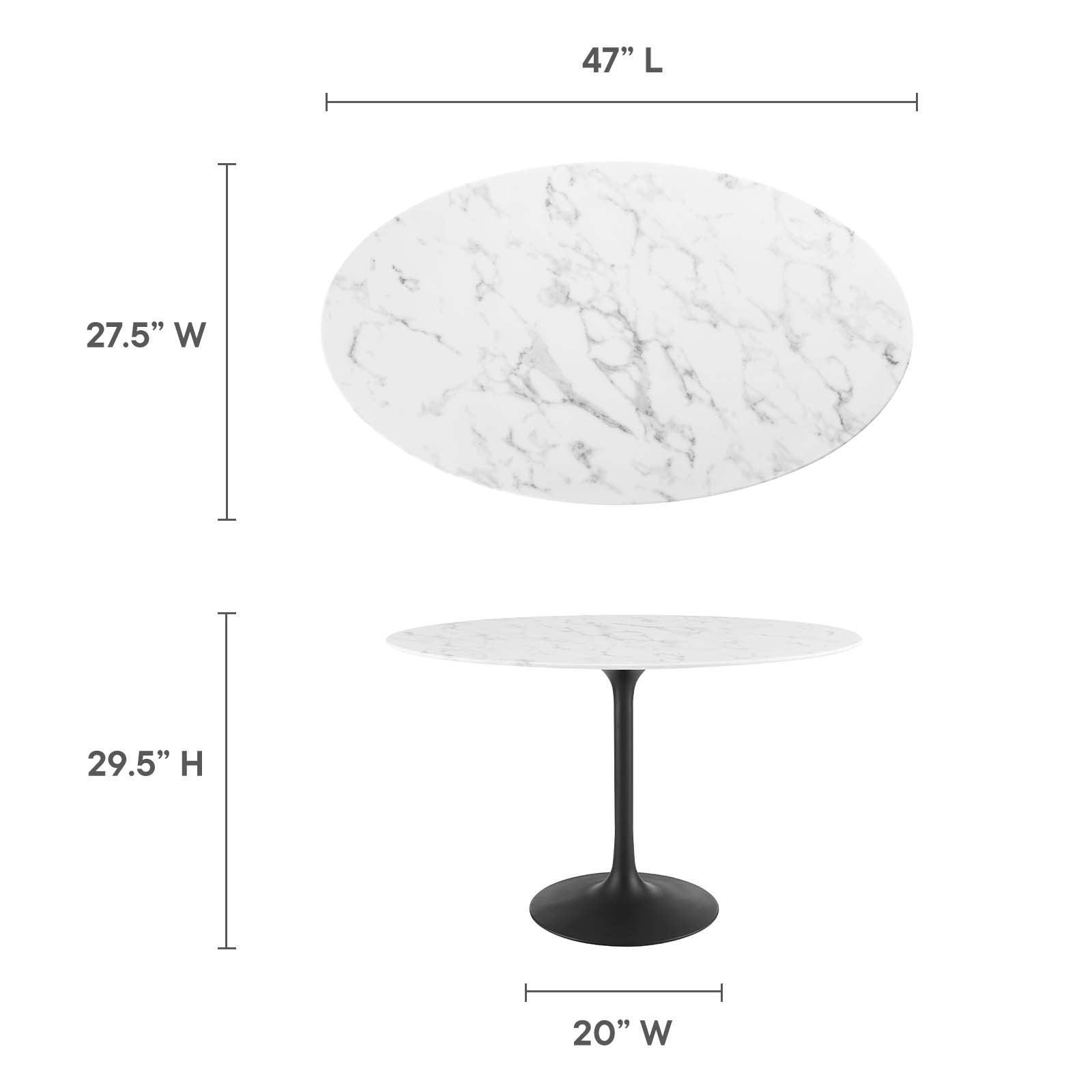 Modway Lippa 48" Oval Artificial Marble Dining Table, EEI-3518 FredCo
