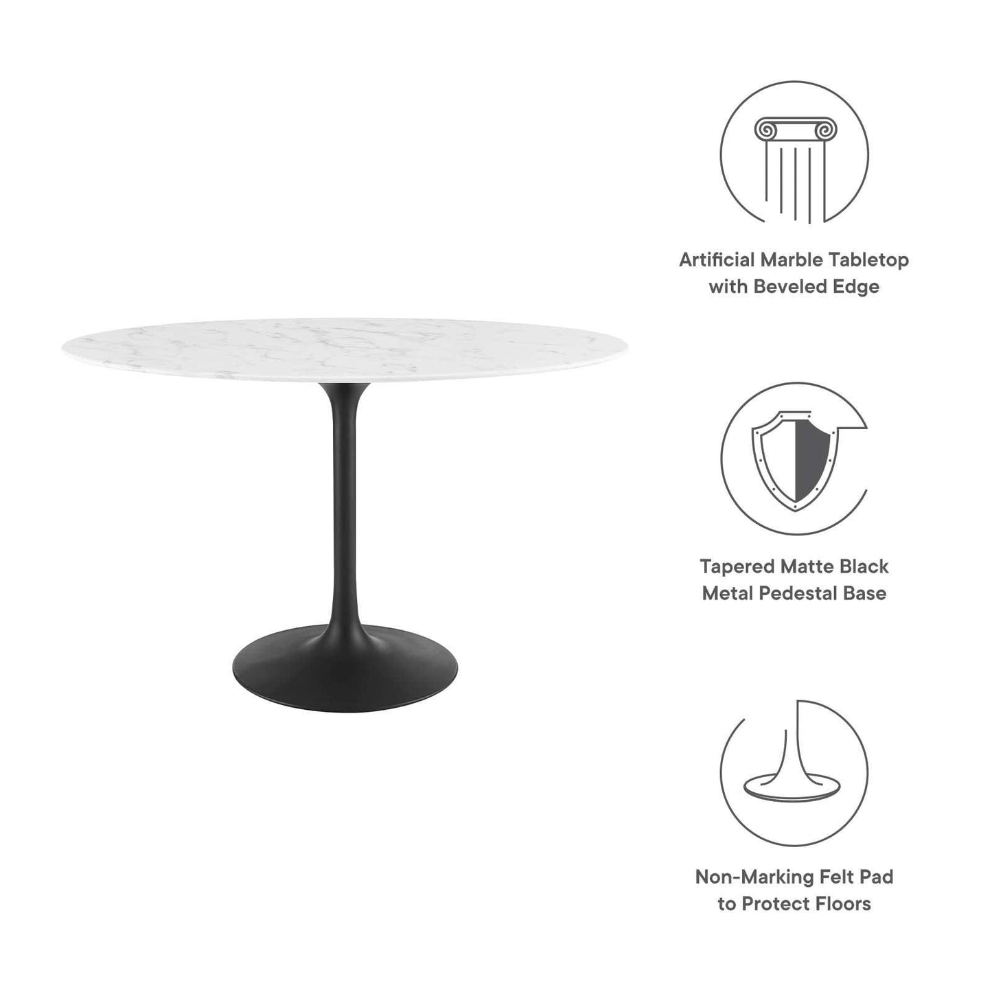 Modway Lippa 48" Oval Artificial Marble Dining Table, EEI-3518 FredCo