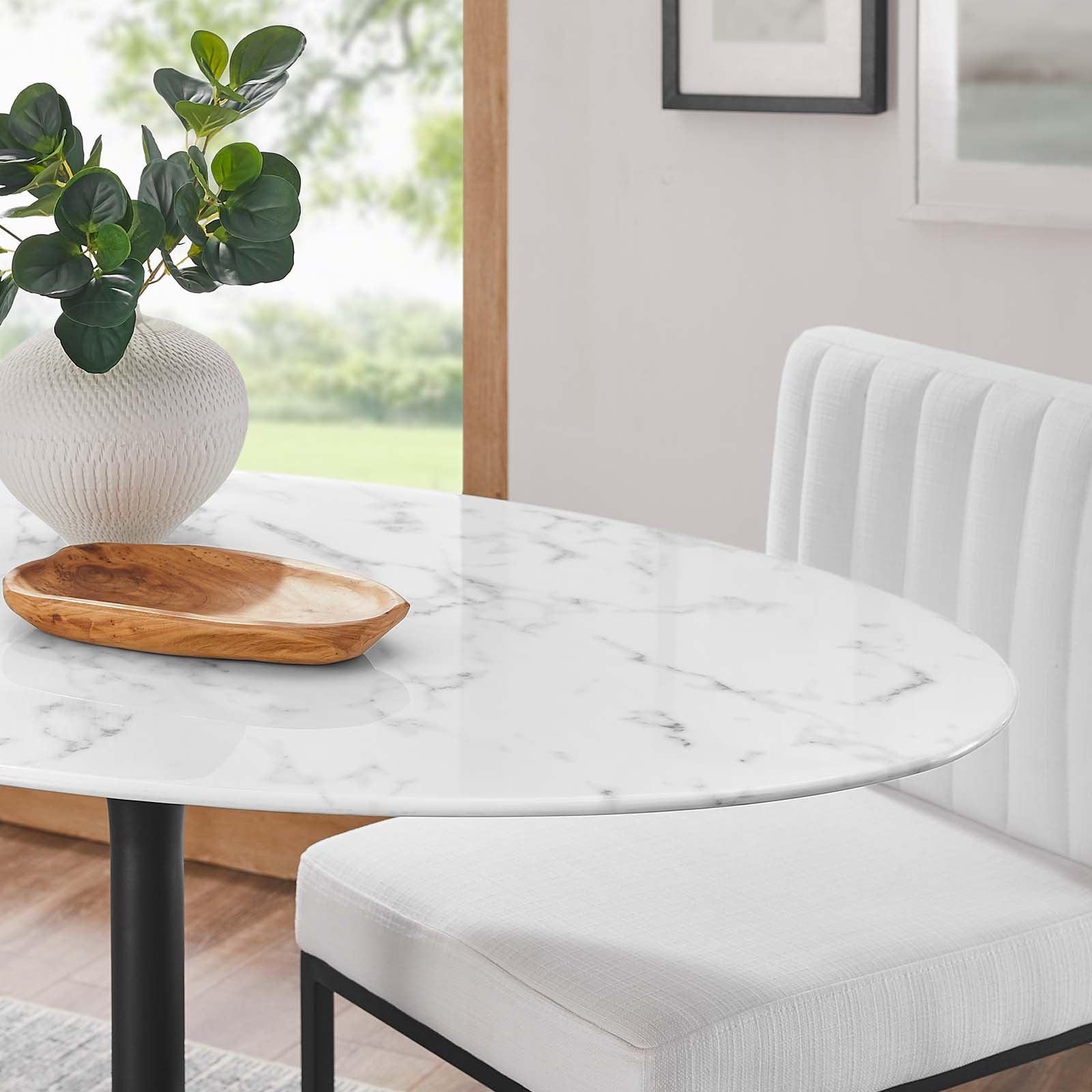 Modway Lippa 48" Oval Artificial Marble Dining Table, EEI-3518 FredCo