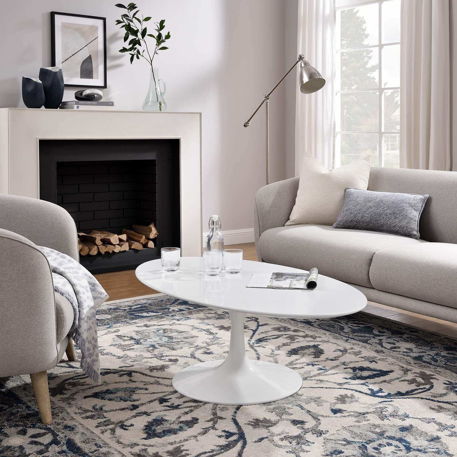 Modway Lippa 48" Oval-Shaped Wood Top Coffee Table FredCo