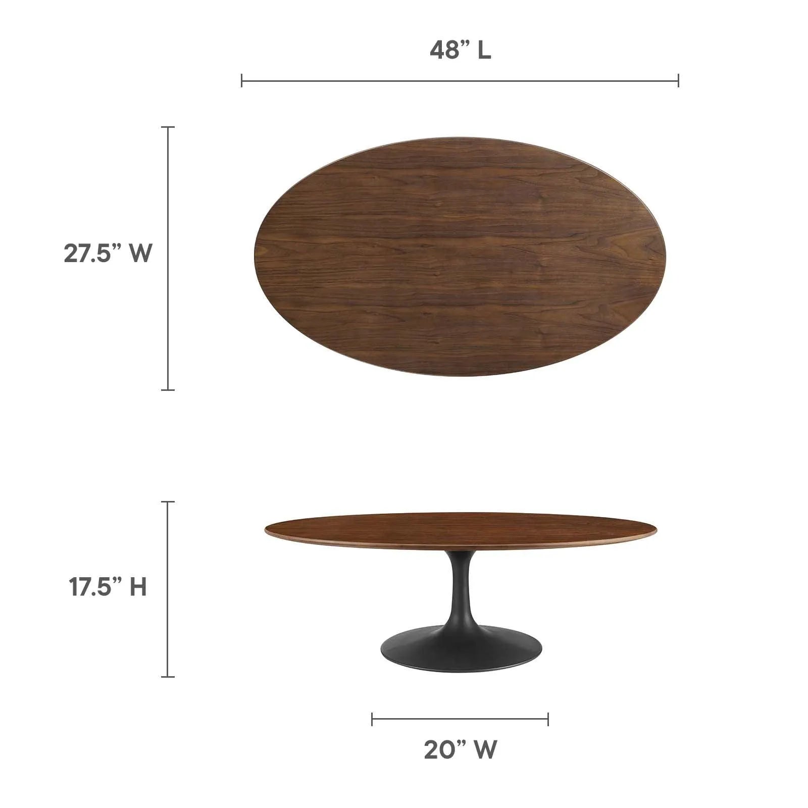 Modway Lippa 48" Oval Wood Grain Coffee Table FredCo
