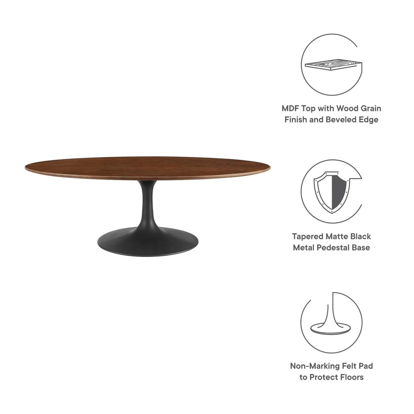 Modway Lippa 48" Oval Wood Grain Coffee Table FredCo
