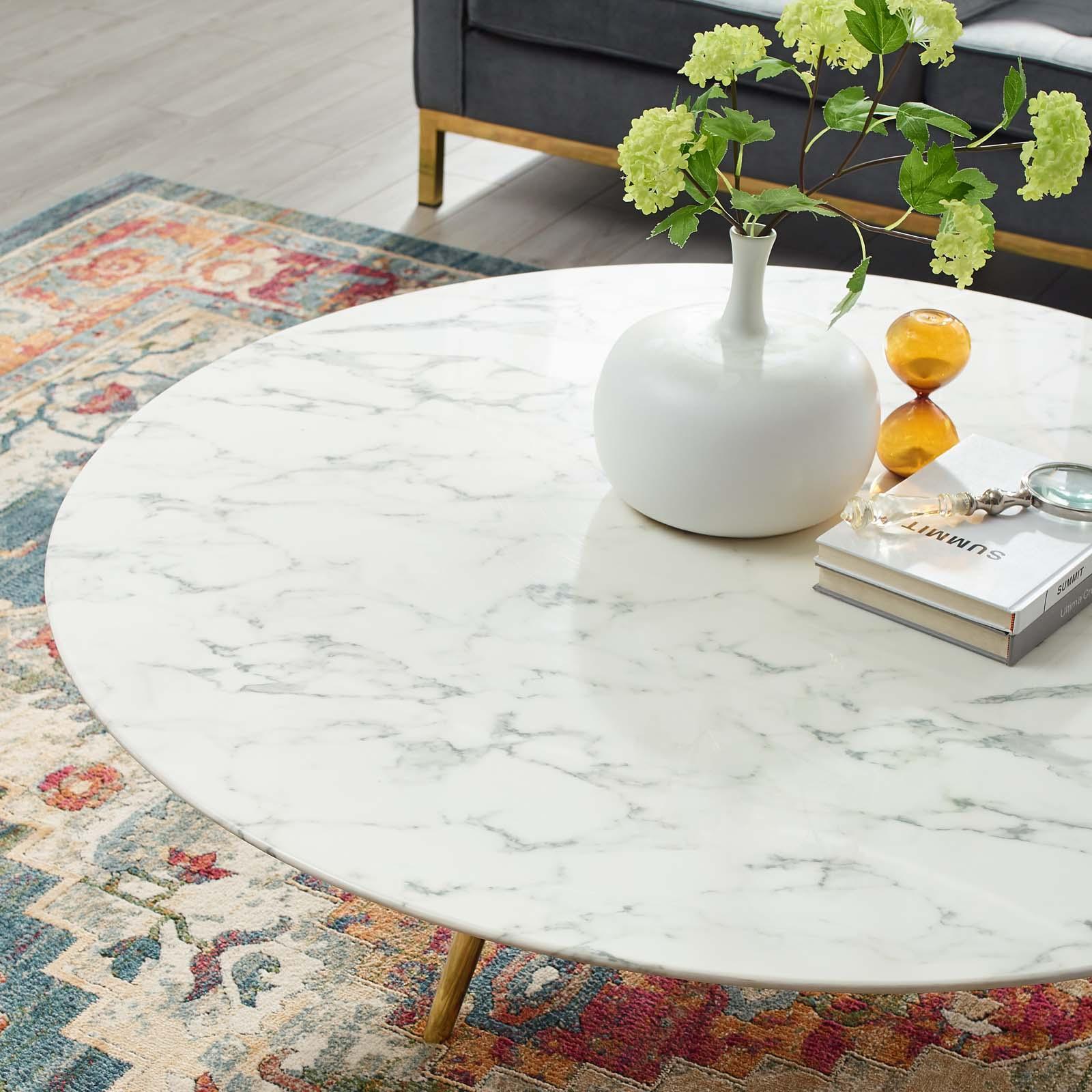 Modway Lippa 48" Round Artificial Marble Coffee Table with Tripod Base, EEI-3673 FredCo