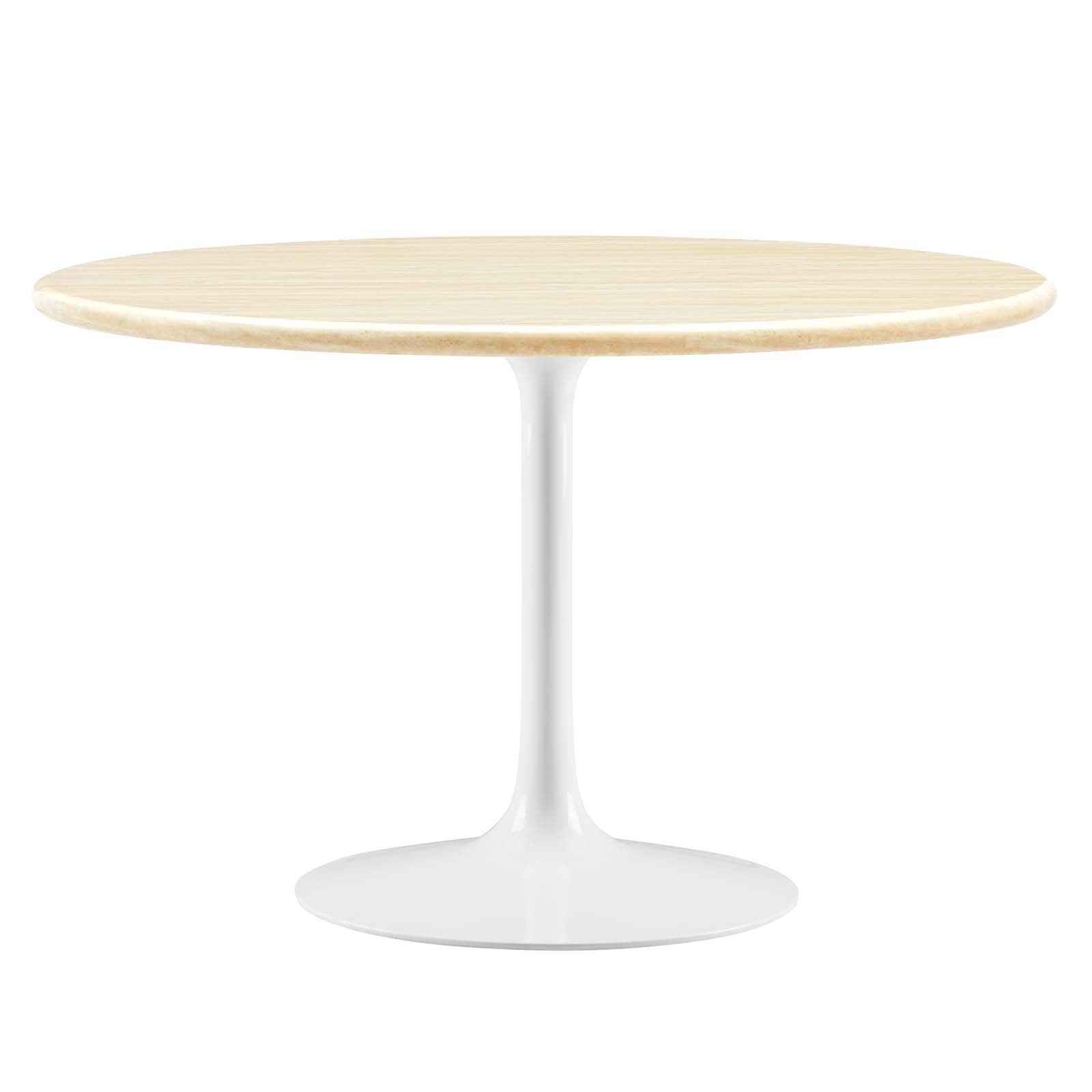 Modway Lippa 48" Round Artificial Travertine Dining Table FredCo