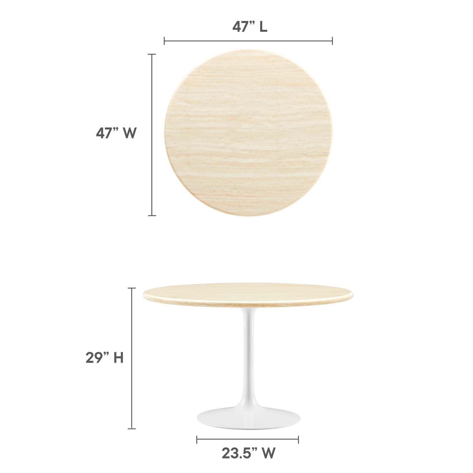 Modway Lippa 48" Round Artificial Travertine Dining Table FredCo