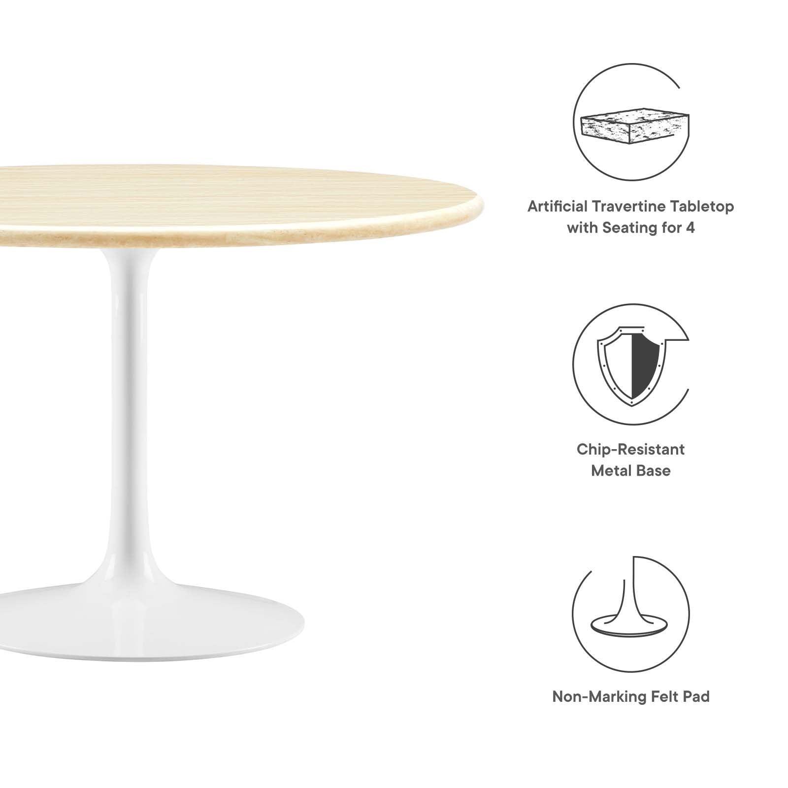 Modway Lippa 48" Round Artificial Travertine Dining Table FredCo
