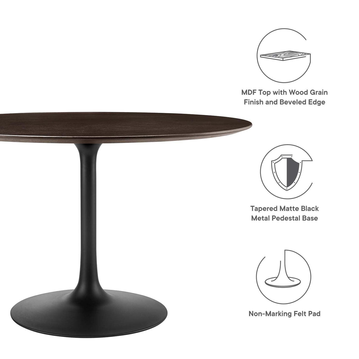 Modway Lippa 48" Round Wood Grain Dining Table FredCo