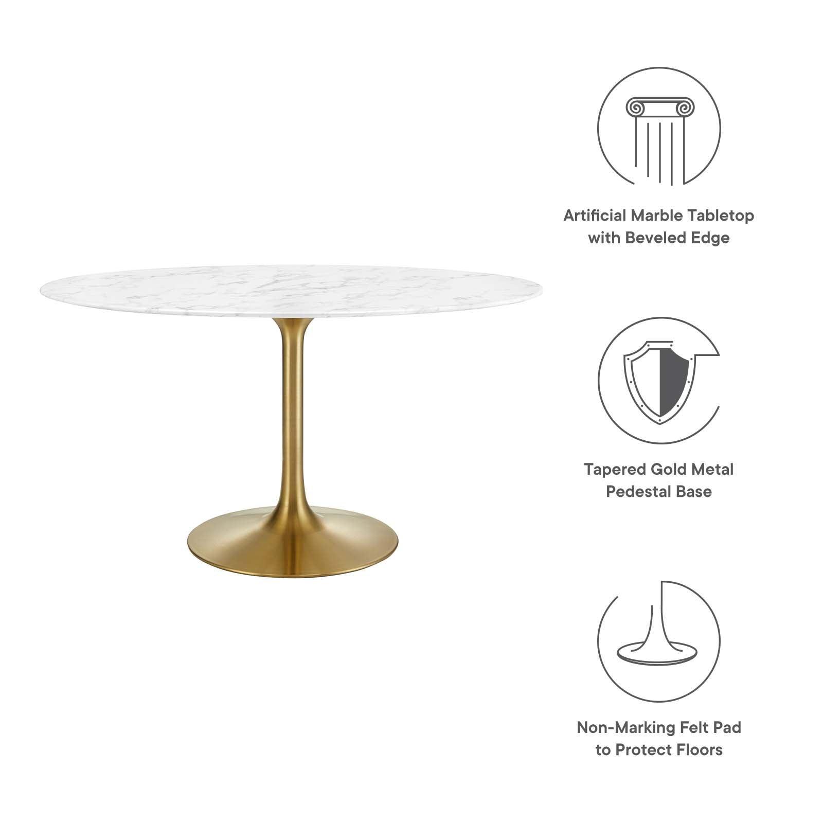 Modway Lippa 54" Oval Artificial Marble Dining Table, EEI-3235 FredCo