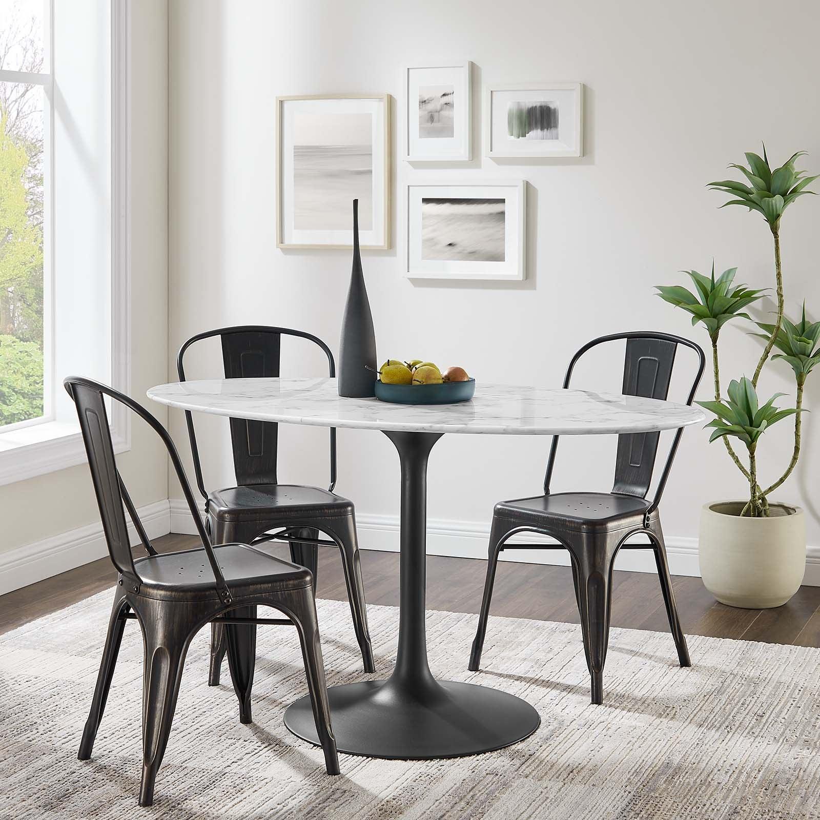 Modway Lippa 54" Oval Artificial Marble Dining Table, EEI-3530 FredCo