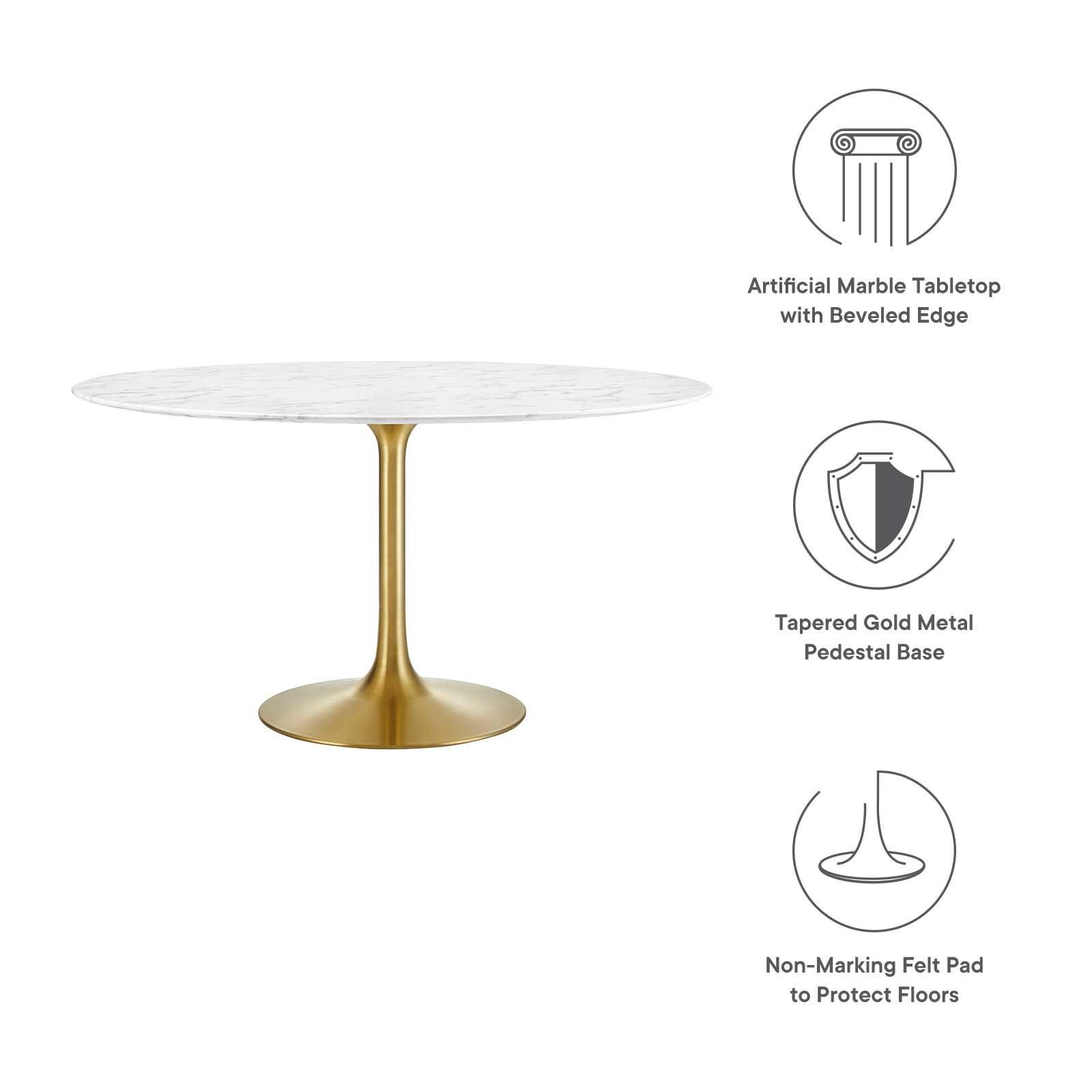 Modway Lippa 54" Round Artificial Marble Dining Table, EEI-3233 FredCo