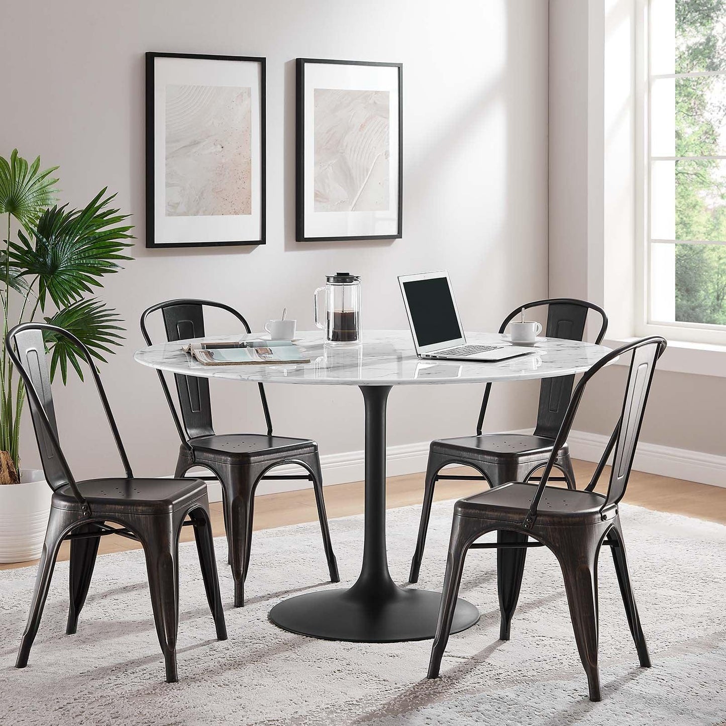 Modway Lippa 54" Round Artificial Marble Dining Table, EEI-3528 FredCo