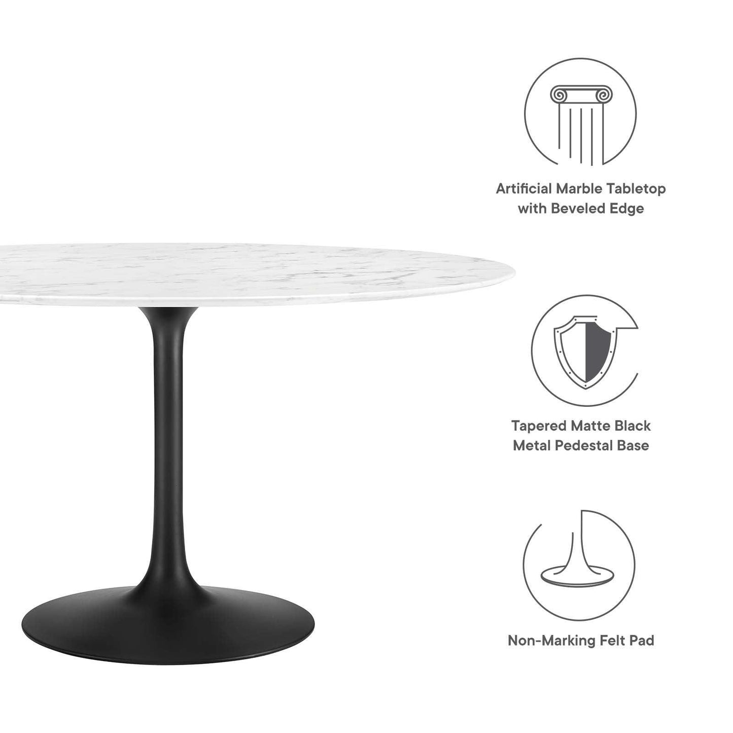 Modway Lippa 54" Round Artificial Marble Dining Table, EEI-3528 FredCo