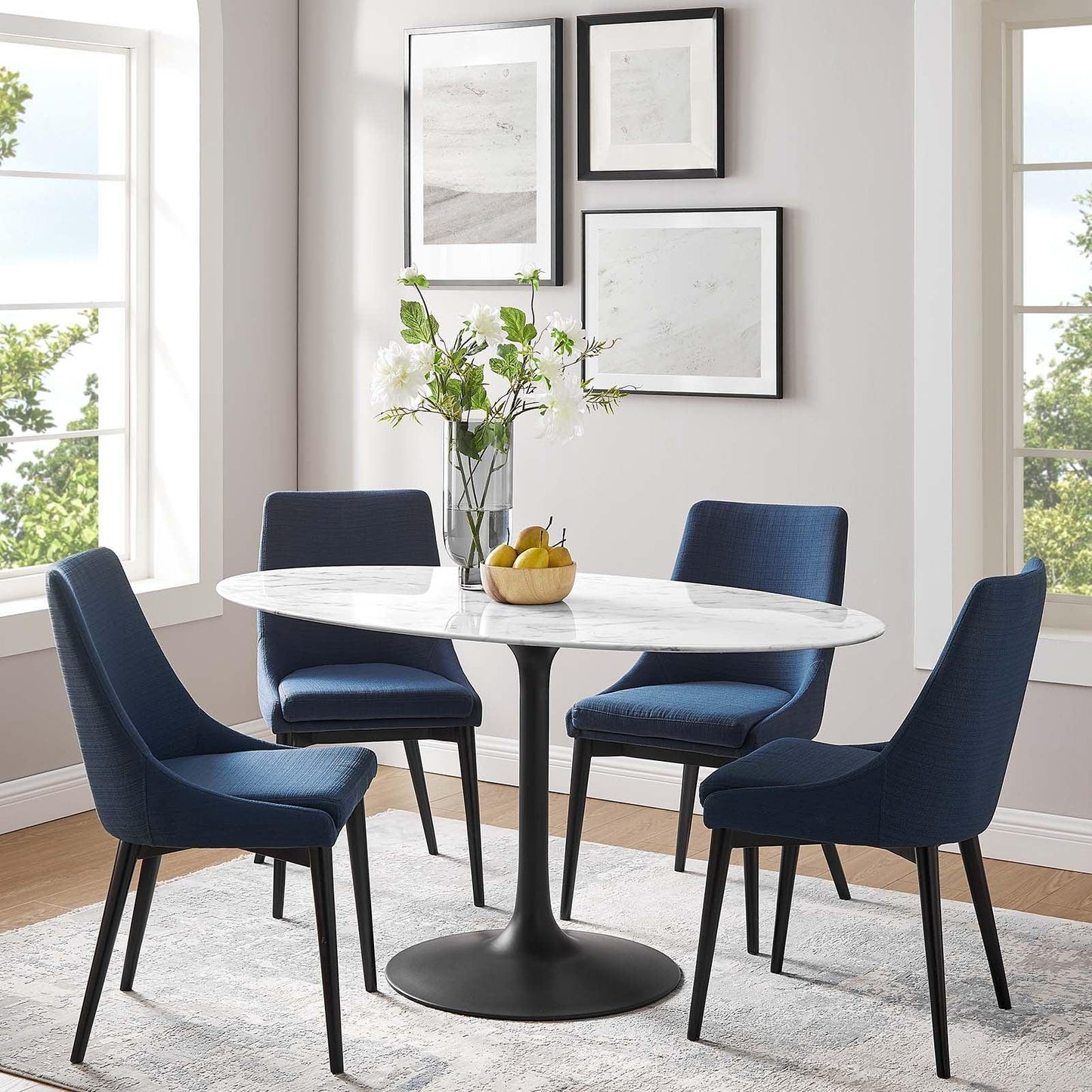 Modway Lippa 60" Oval Artificial Marble Dining Table, EEI-3531 FredCo