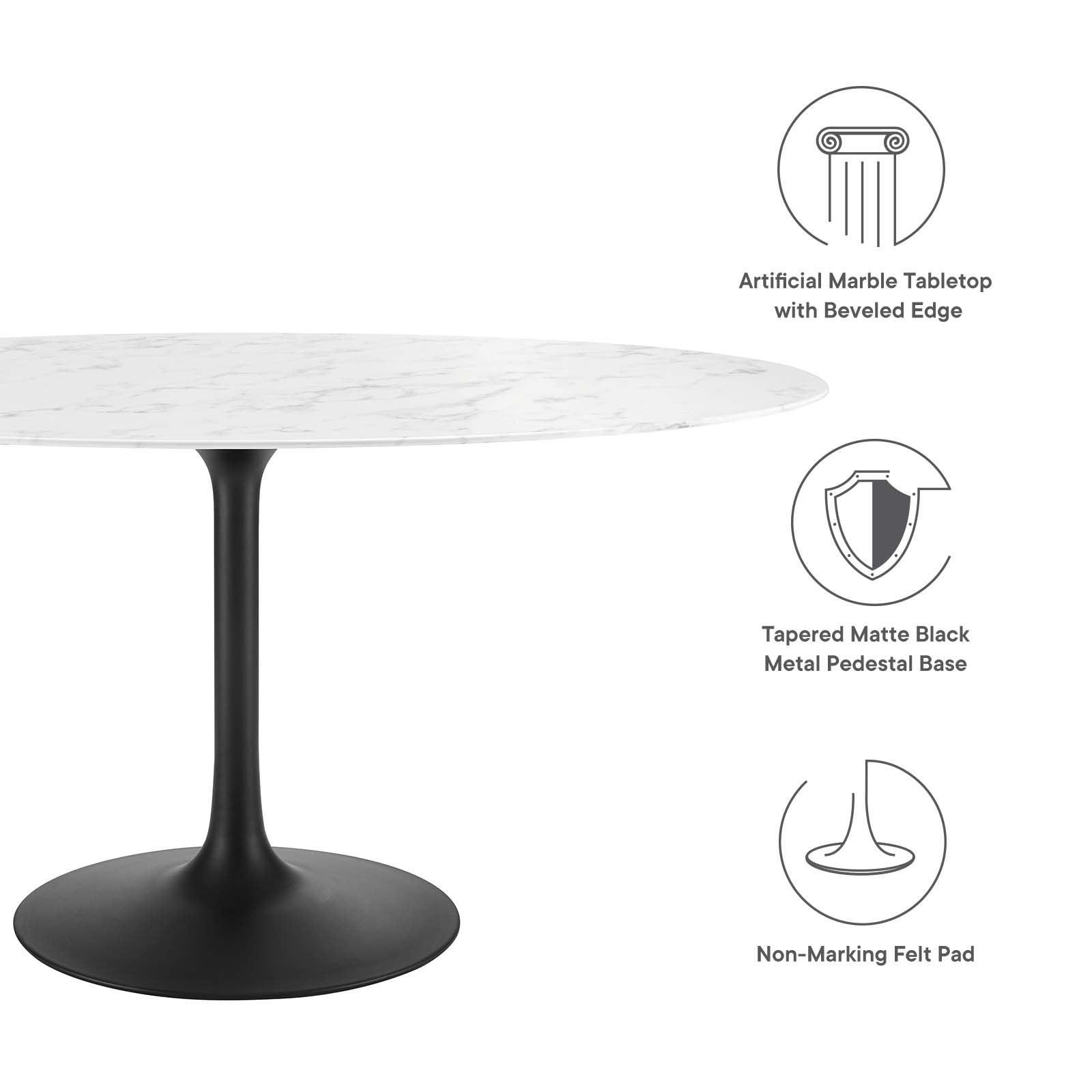 Modway Lippa 60" Oval Artificial Marble Dining Table, EEI-3531 FredCo