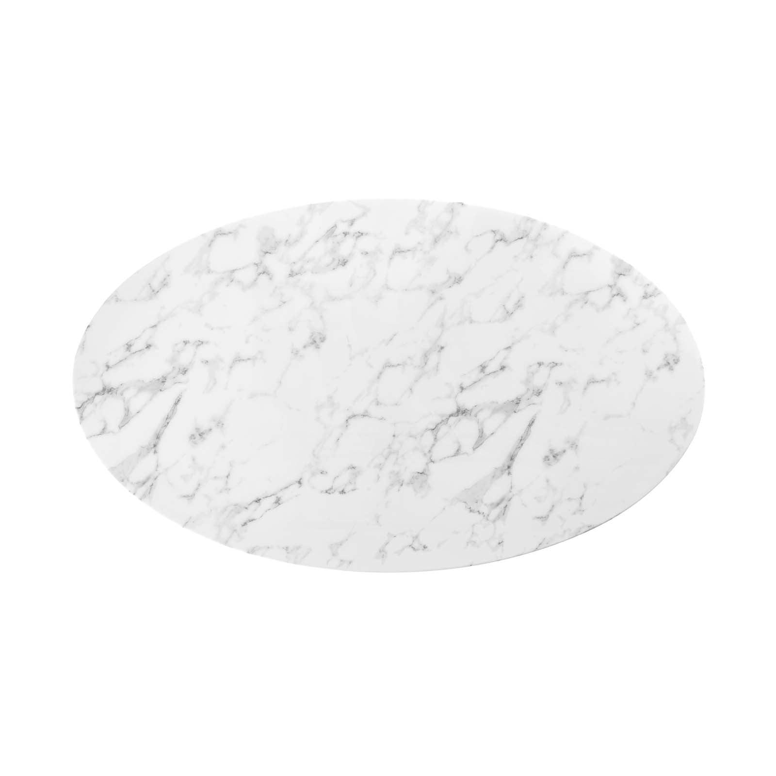 Modway Lippa 60" Oval Artificial Marble Dining Table White FredCo