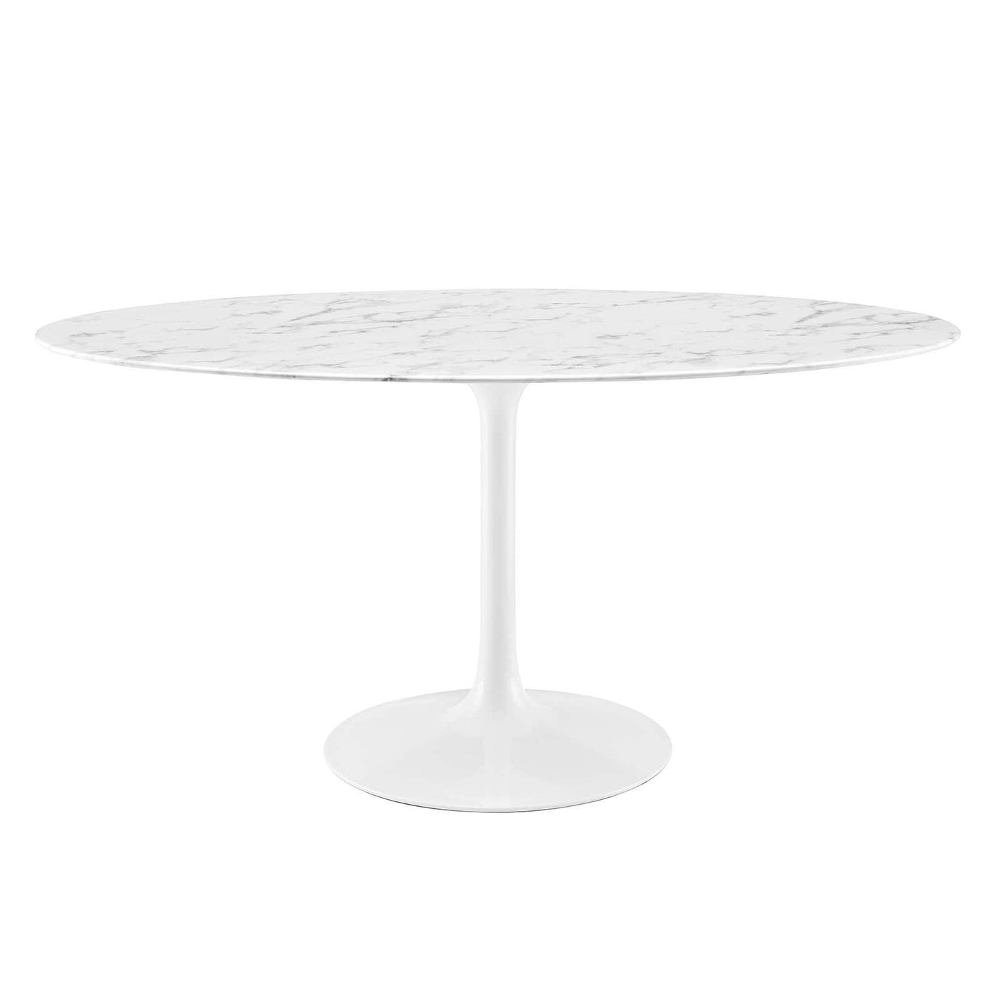 Modway Lippa 60" Oval Artificial Marble Dining Table White FredCo
