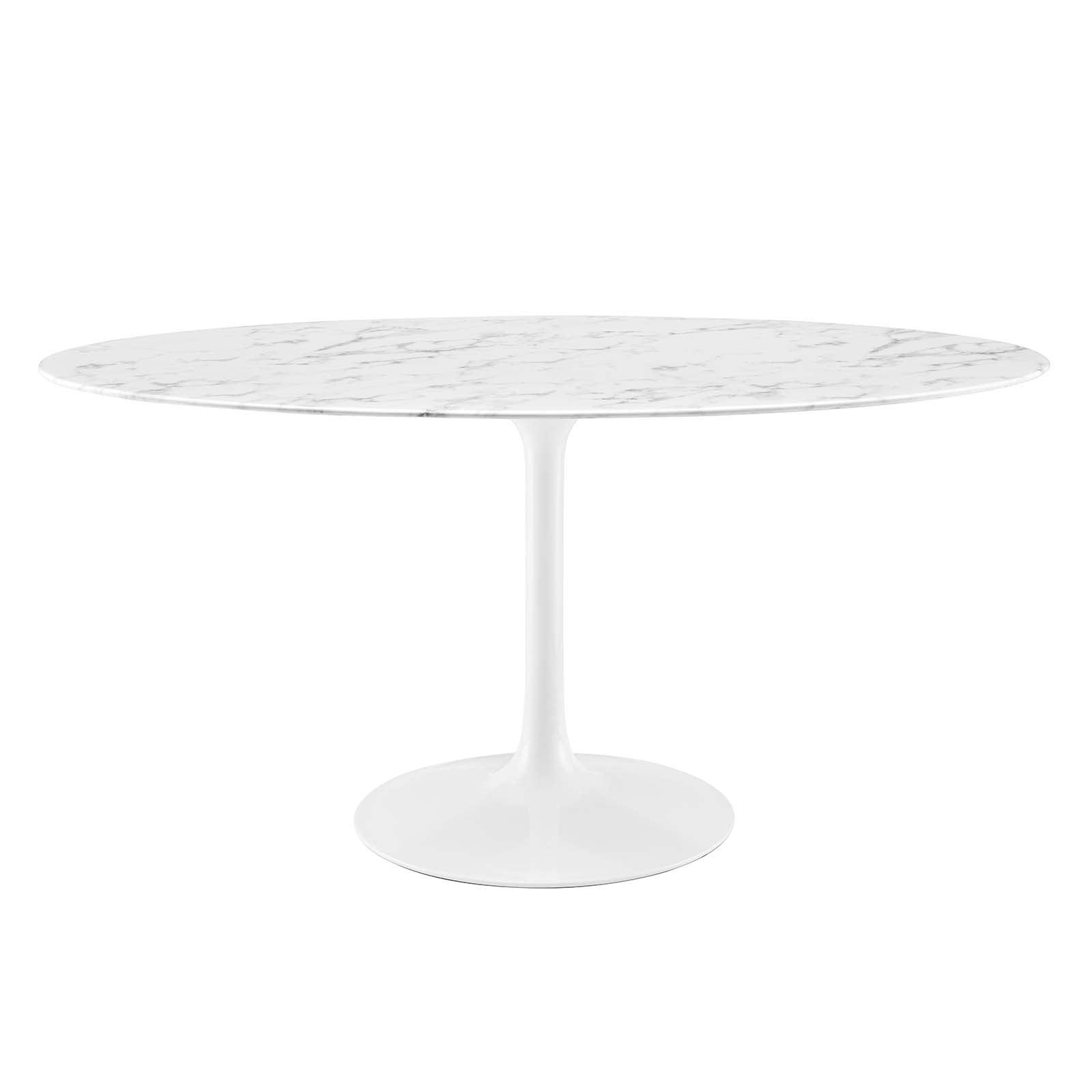 Modway Lippa 60" Oval Artificial Marble Dining Table White FredCo