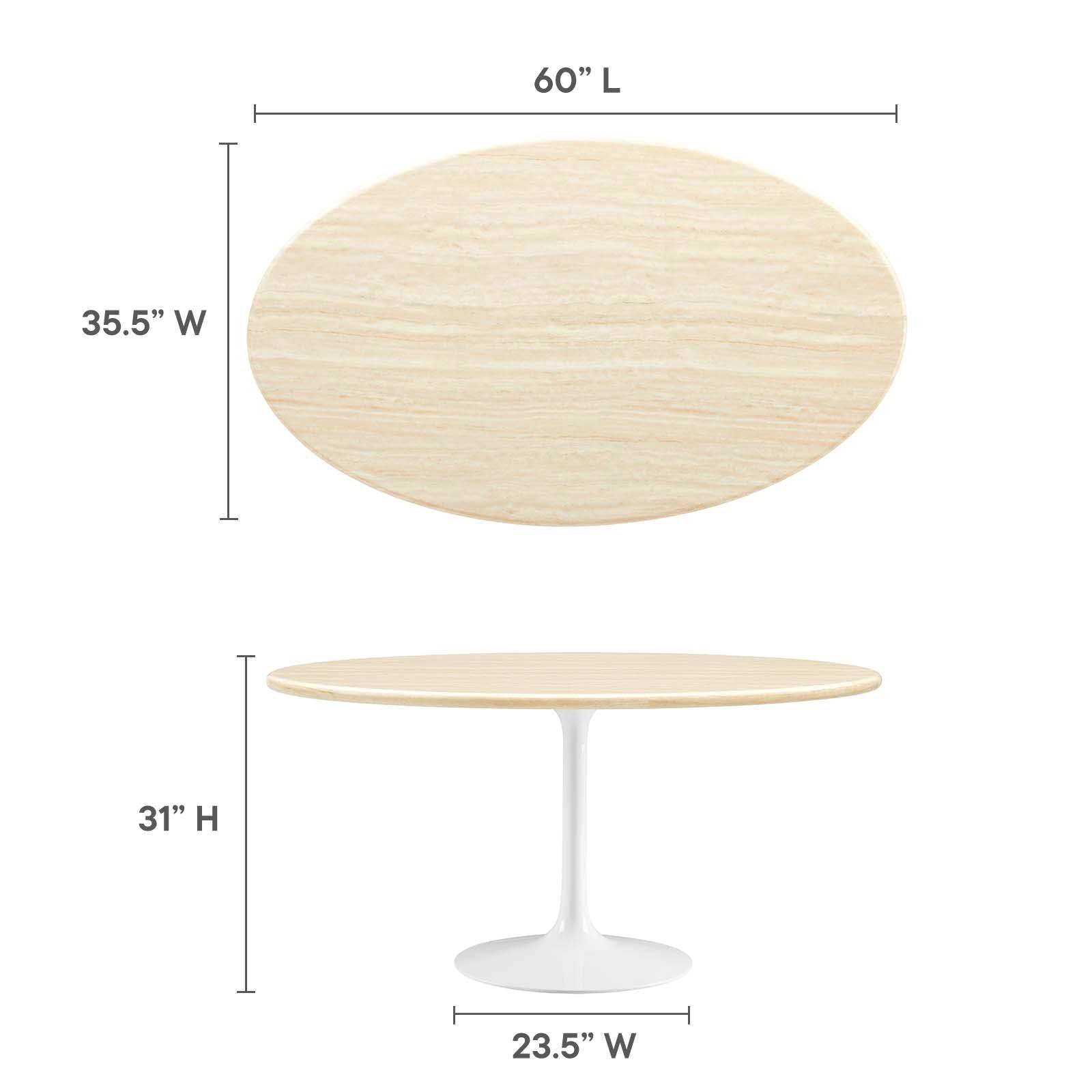 Modway Lippa 60” Oval Artificial Travertine Dining Table FredCo