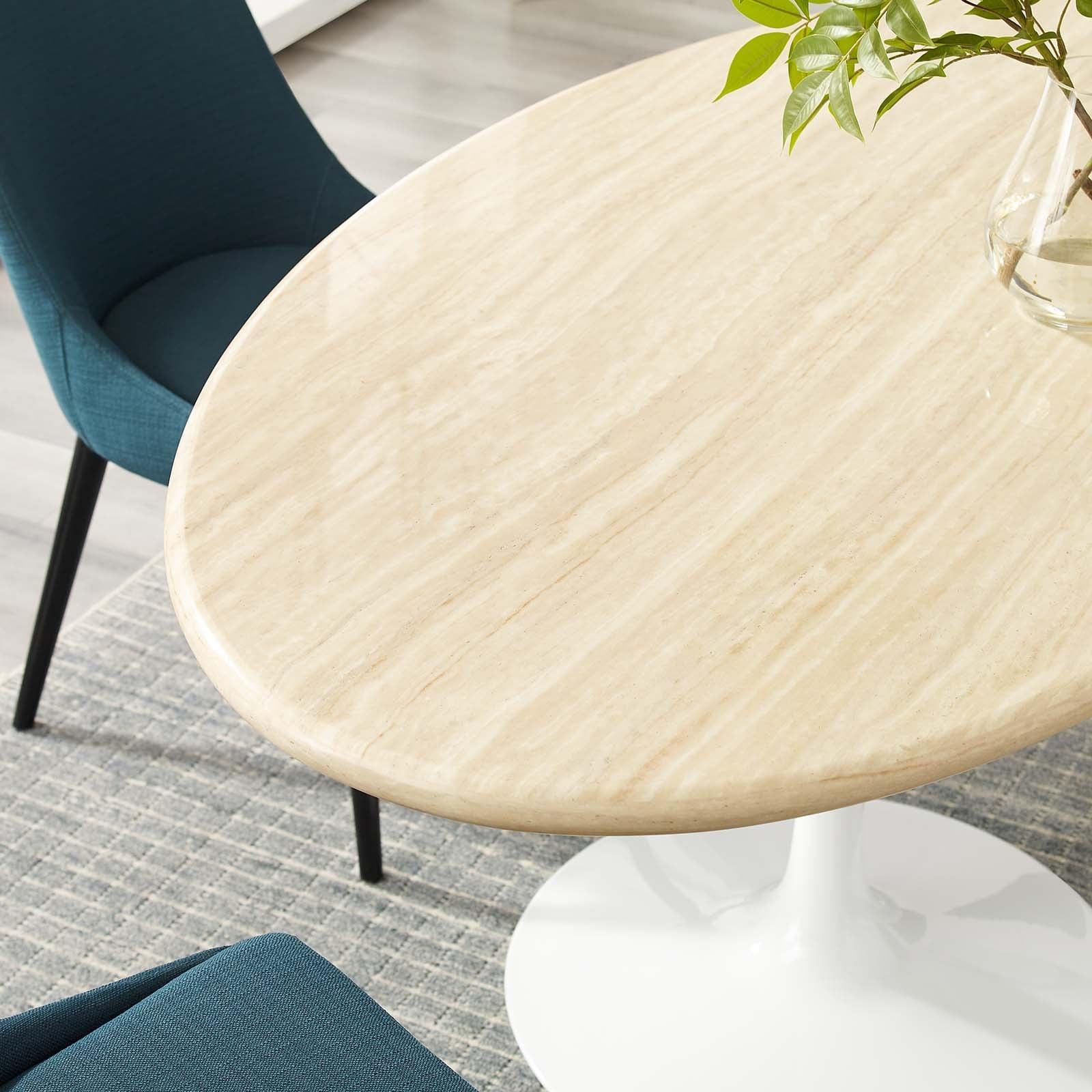 Modway Lippa 60” Oval Artificial Travertine Dining Table FredCo